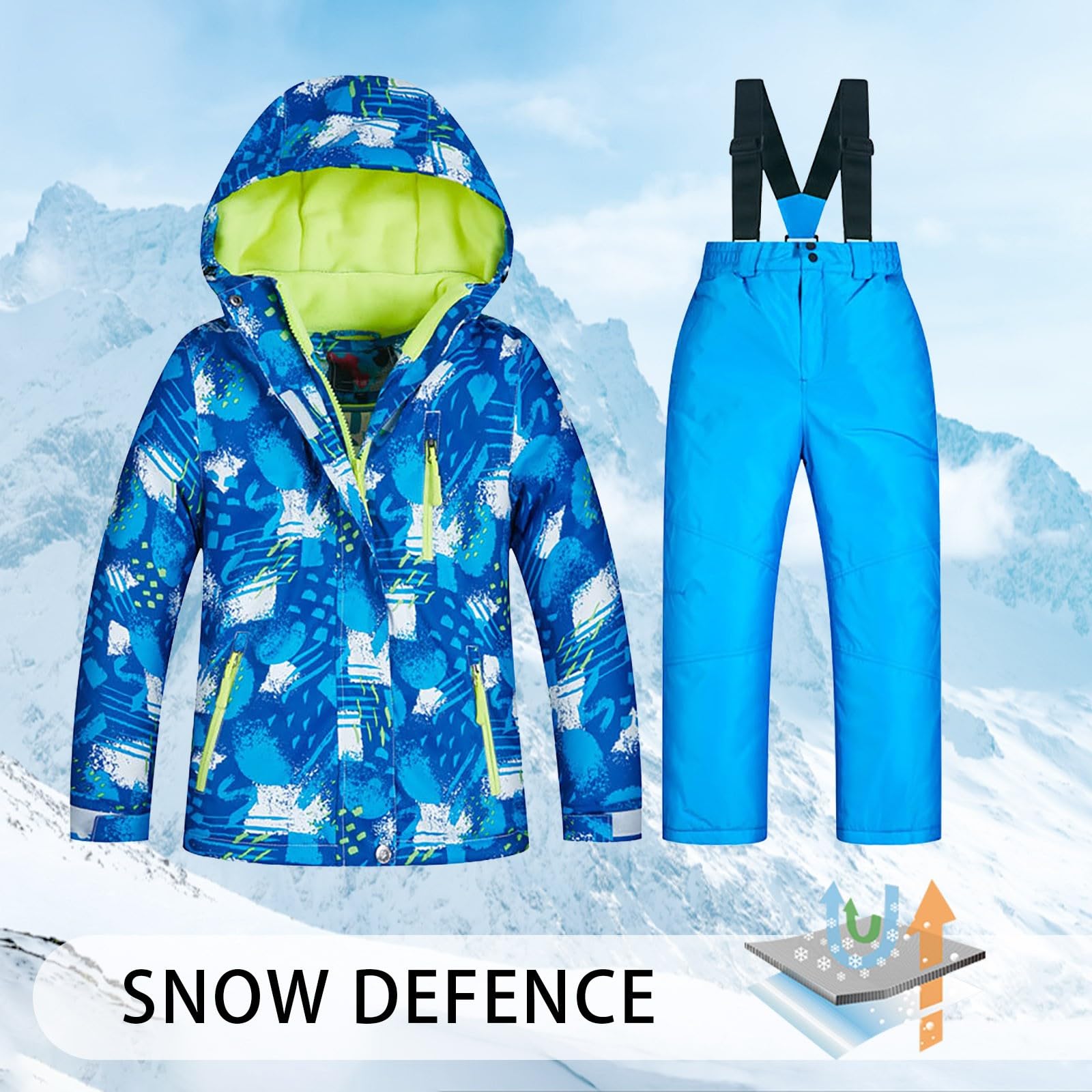 Baby Christmas Outfit for Girls & Boys - Windproof Ski Jacket & Snow Pants Set (5T, 9-10 Years) | Winter Coats for Snow Play & Holiday Photos