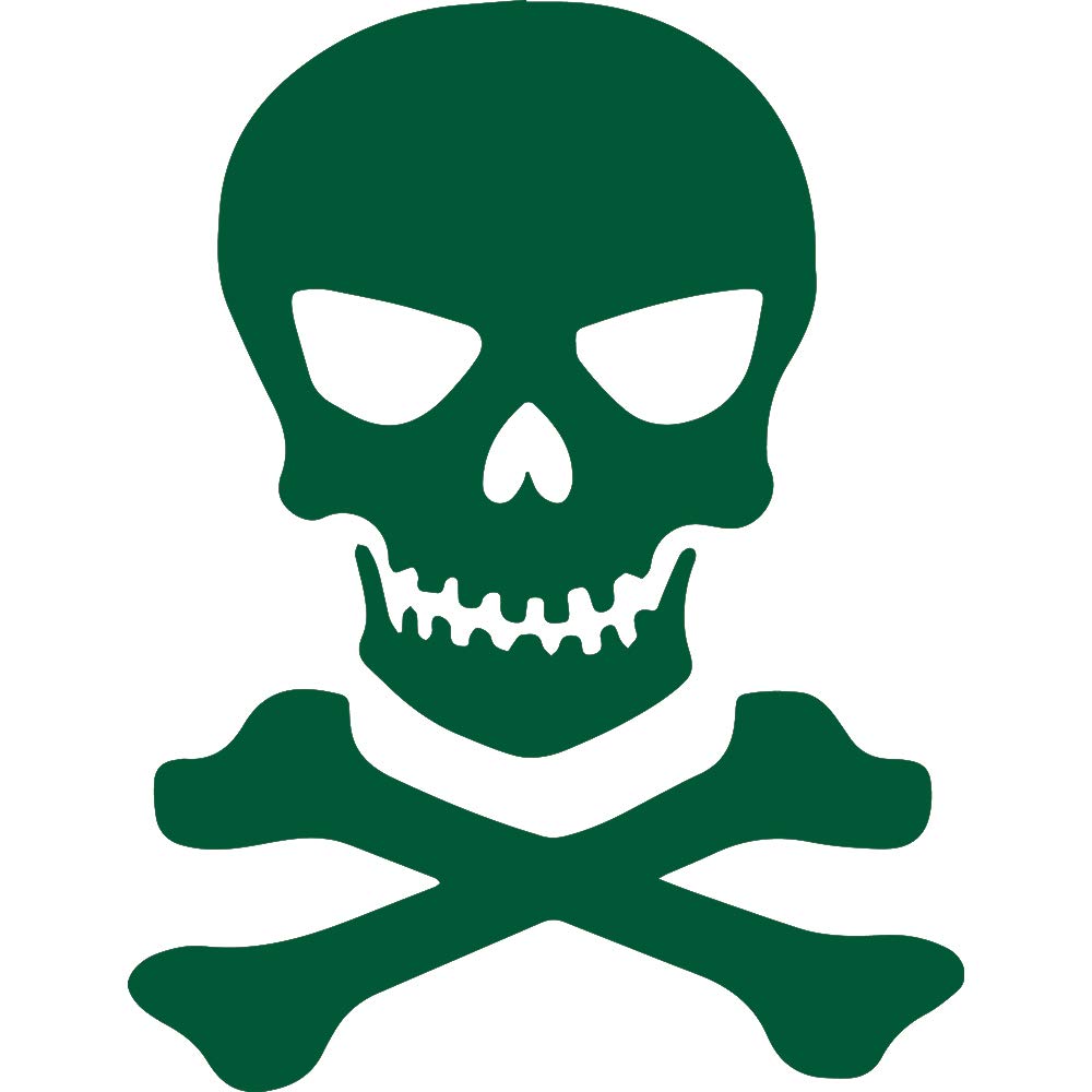 Premium Skull & Crossbones Vinyl Decal Stickers (Green, Set of 2) - Waterproof, Durable for Laptop, Phone, Helmet, Car, Mug & Home Decor - Perfect for Gothic Style, Biker Accessories & DIY Wall Art Projects