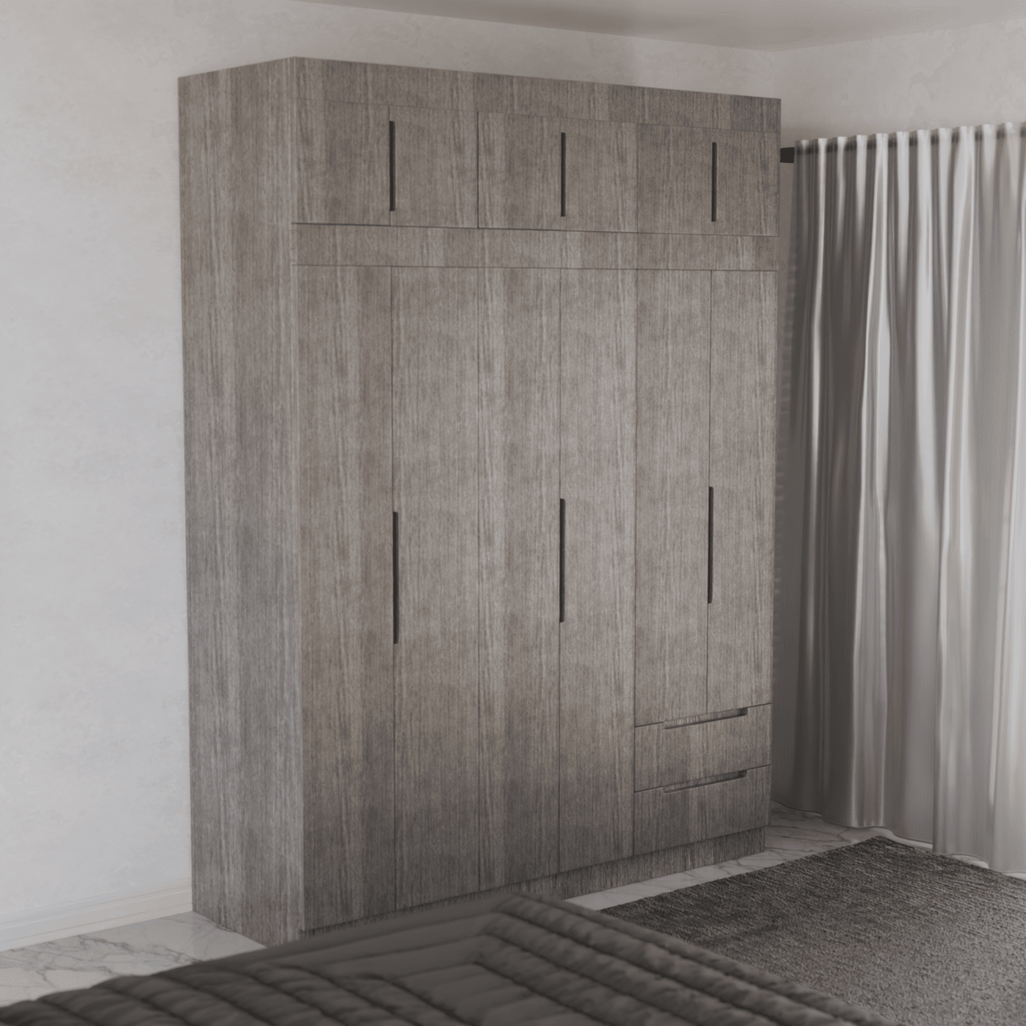 Harrison 6-Door Open Wardrobe with Top Shelf - Spacious Closet Organizer for Bedroom, Living Room & Walk-In Closets - Modern Storage Furniture for Home & Office