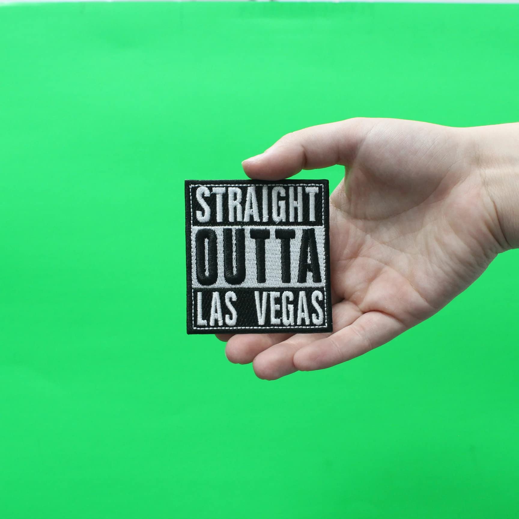 Straight Outta Las Vegas Embroidered Iron On Patch for Jackets, Hats & Bags - Cool DIY Sewing Applique for Clothing Customization