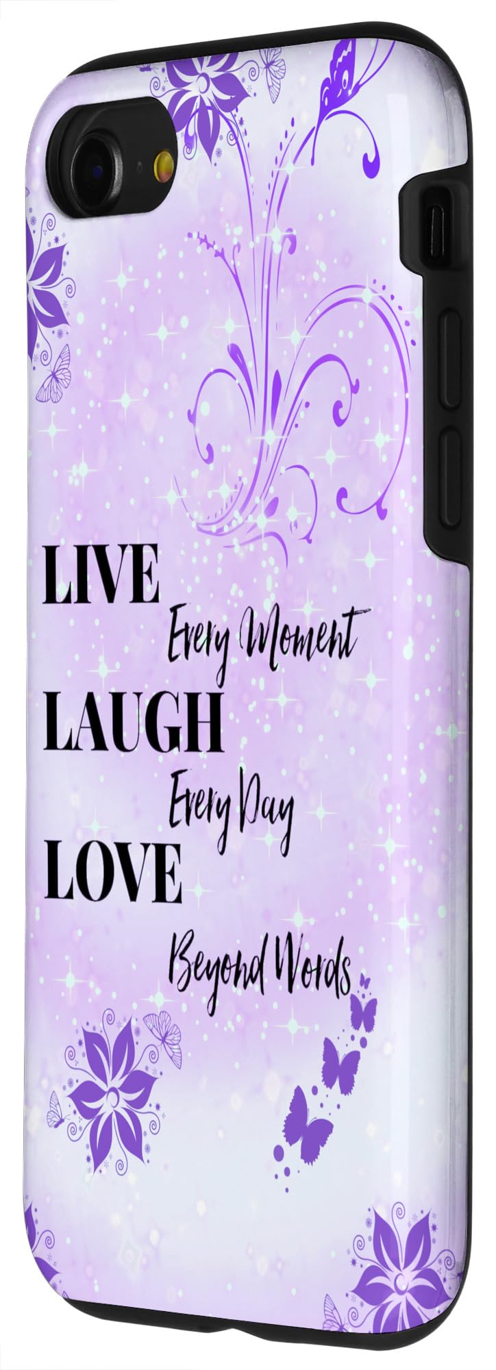 iPhone SE (2020) / 7 / 8 Purple Butterfly Phone Case for Women - Cute Live Laugh Love Design - Perfect for Everyday Use, Travel & Gift Giving