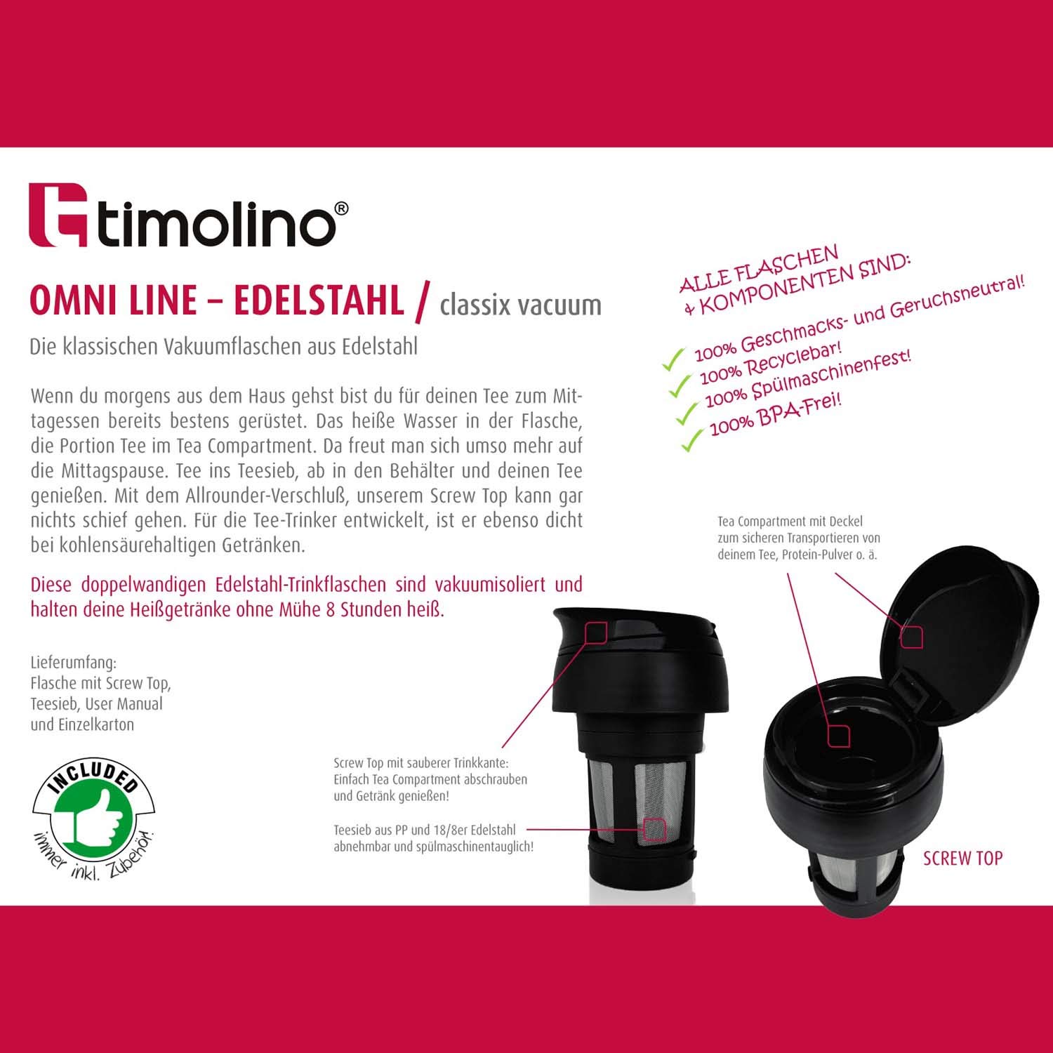 Timolino Omni Classix 17 oz Vacuum Insulated Travel Mug - Stainless Steel Coffee Thermos, Leak-Proof Lid, Starry Blue - Perfect for Office, Commuting & Outdoor Adventures