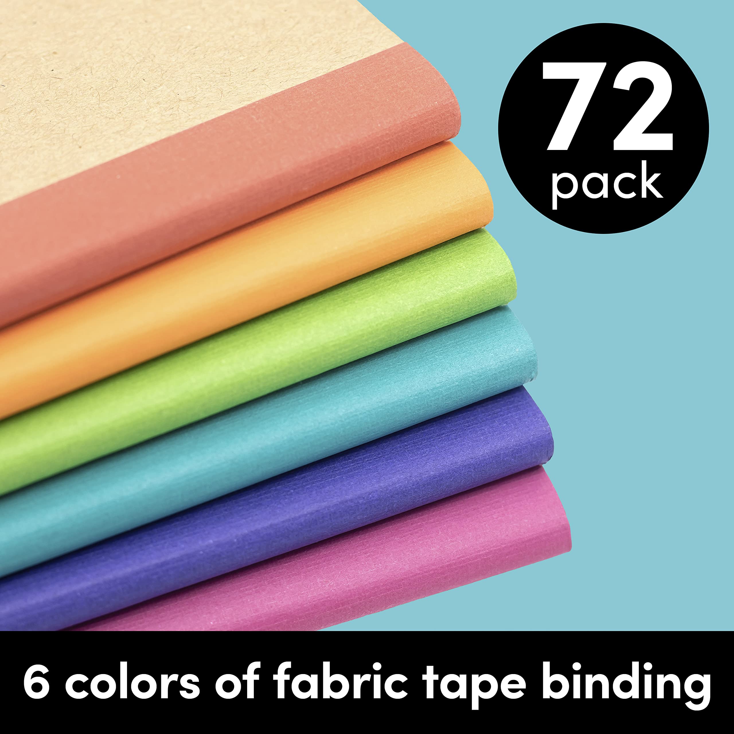 PAPERAGE 72-Pack Composition Notebooks - College Ruled Lined Paper, 120 Pages, Kraft Cover with Rainbow Spines, 8