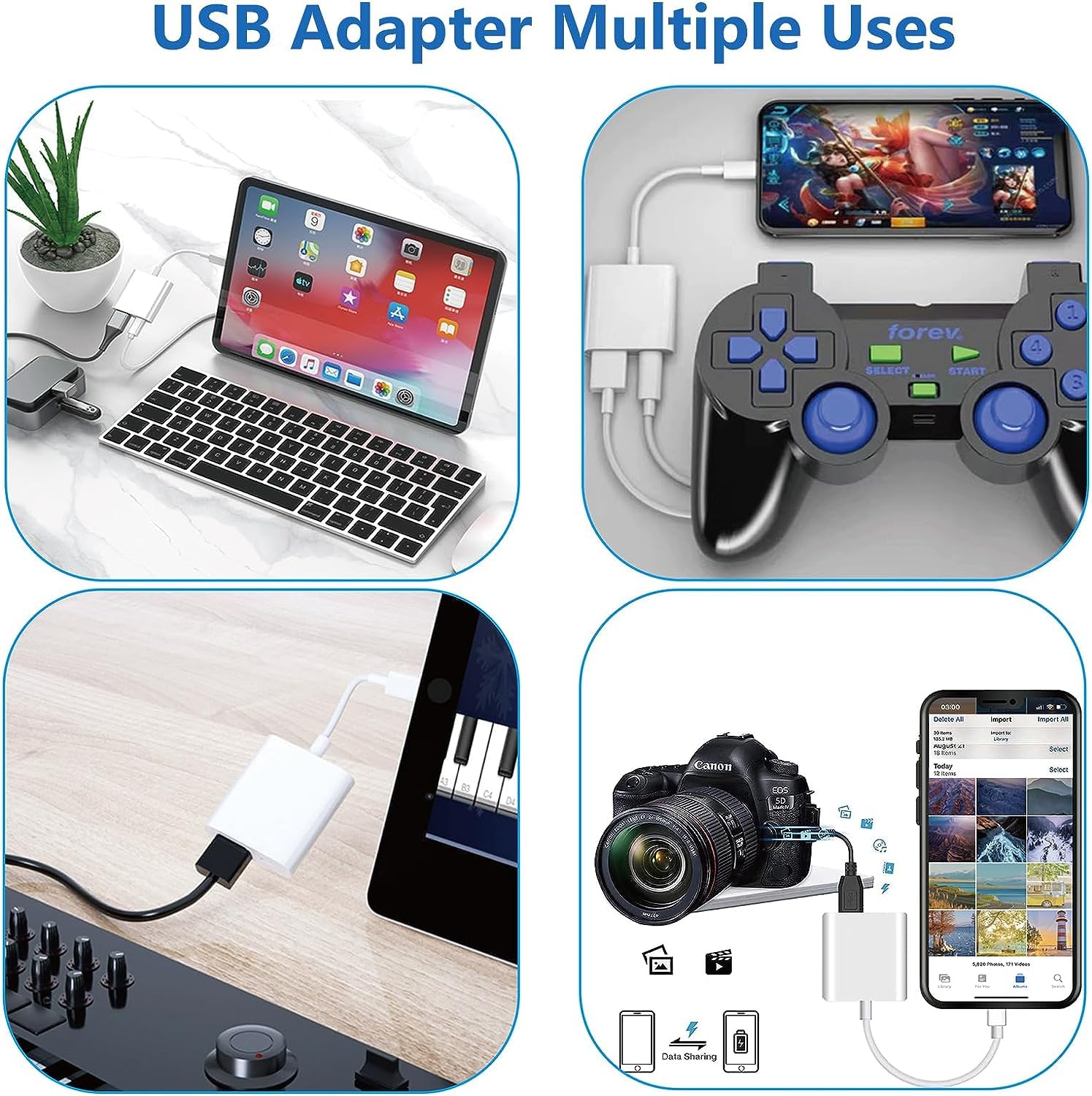 USB C to USB Camera Adapter for iPhone 16 - OTG Converter with Fast Charging Port - Compatible with iPhone 16/16 Pro/16 Pro Max/15/15 Pro/15 Pro Max & iPad Pro - Connect USB Flash Drives, Keyboards, Mice - Perfect for Travel, Work & File Transfers