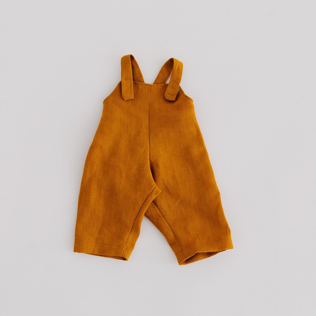 Mustard Linen Doll Overalls for Girls - Comfortable & Stylish Baby Jumpsuit - Perfect for Playtime, Photoshoots & Everyday Wear