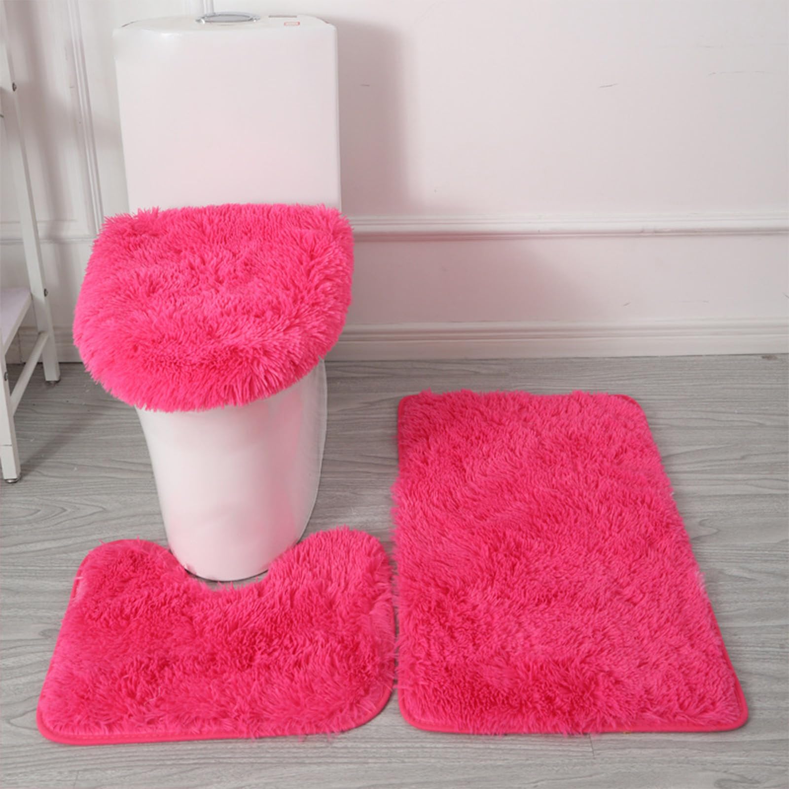 Fufafayo 3-Piece Super Soft Non-Slip Bathroom Rug Set - Absorbent Plush Bath Mat & Bathtub Carpet for Bathroom Floor - Cozy & Safe Bathroom Decor for Home, Spa, and Kids' Bathrooms