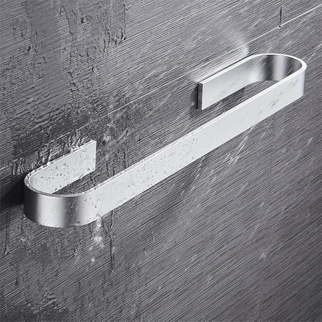 Stainless Steel Towel Holder - Wall Mounted Bathroom & Kitchen Towel Rack Organizer - Black/Silver Space Saving Storage Shelf (25cm) - Perfect for Small Bathrooms, Apartments & Dorm Rooms