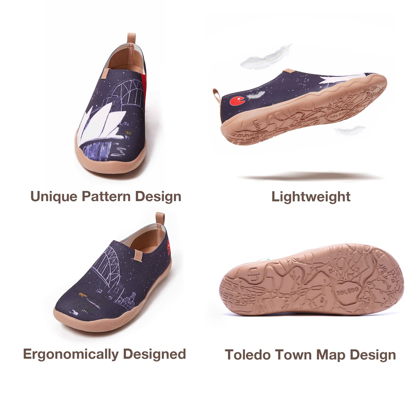 UIN Men's Slip-On Knit Loafers - Lightweight Casual Walking Shoes for Travel, Comfortable Breathable Air Painted Flats - Perfect for Barcelona Sightseeing & Daily Wear