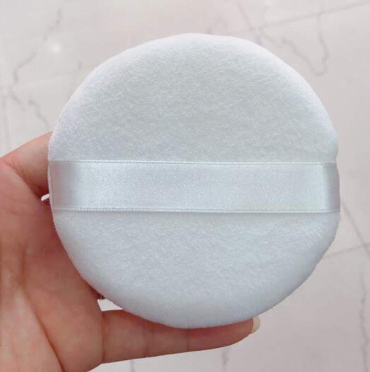 4 Pack Large Round Powder Puffs - Washable Makeup Puffs for Loose Powder, Body Powder & Baby Powder - Soft White Puffs with Ribbon - Perfect for Face & Body Makeup Application & Touch-Ups