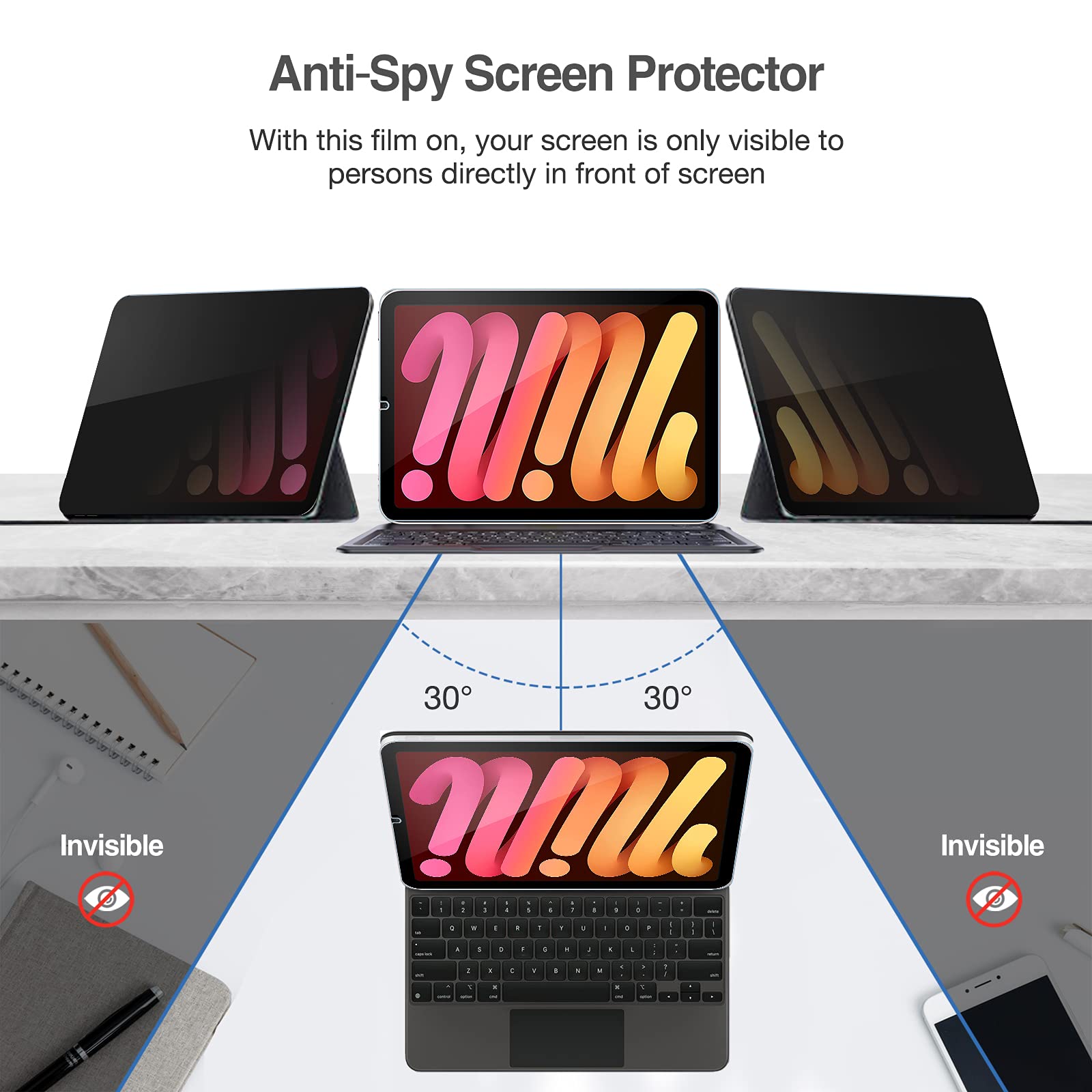 ProCase Privacy Screen Protector for iPad Mini 7th (A17 Pro) 2024 & Mini 6th Gen 8.3