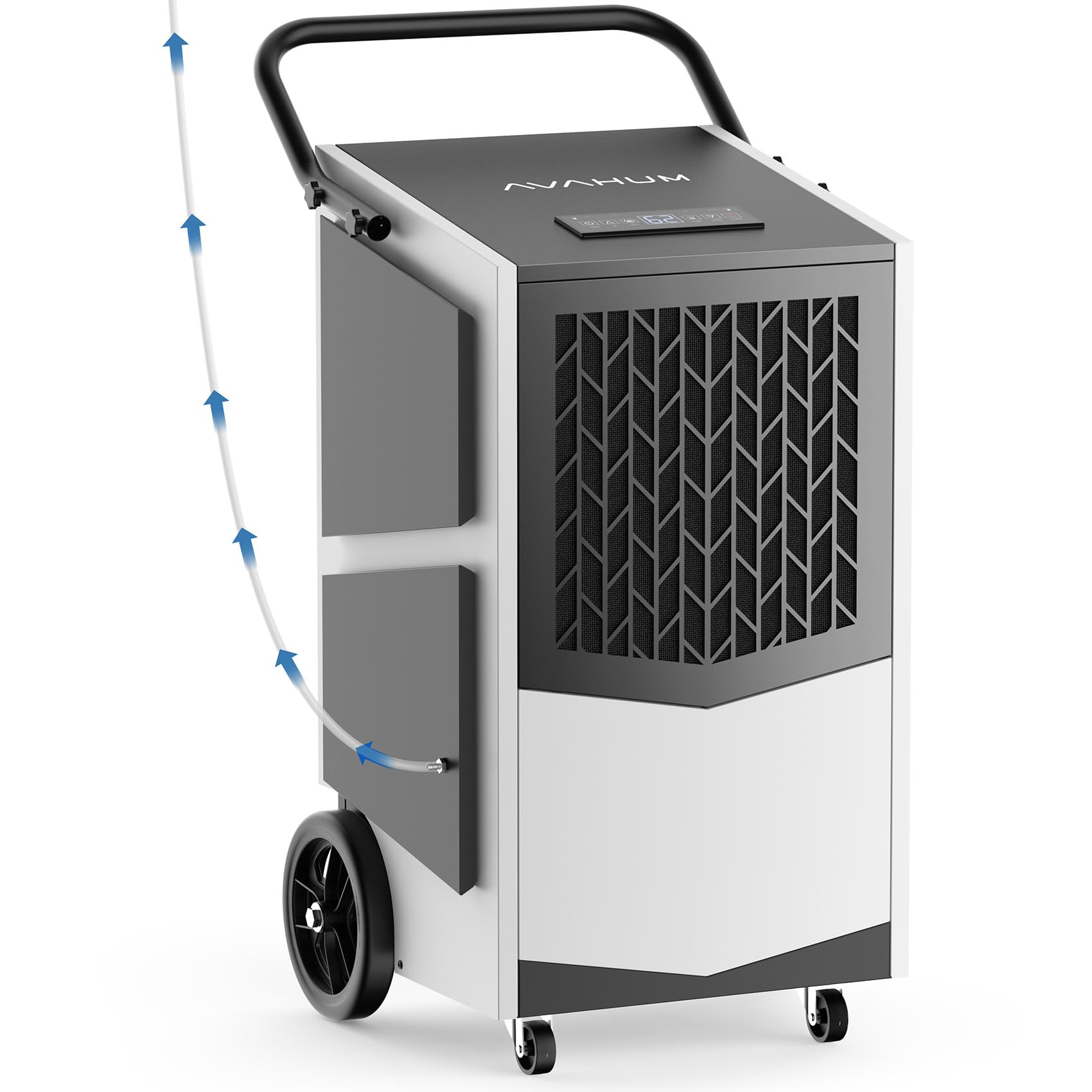 250 Pint Commercial Dehumidifier with Built-in Pump & Drain Hose - Heavy Duty 8000 Sq.Ft Industrial Dehumidification for Basements, Warehouses, Grow Rooms - 24H Timer & Continuous Drainage for High Humidity Areas