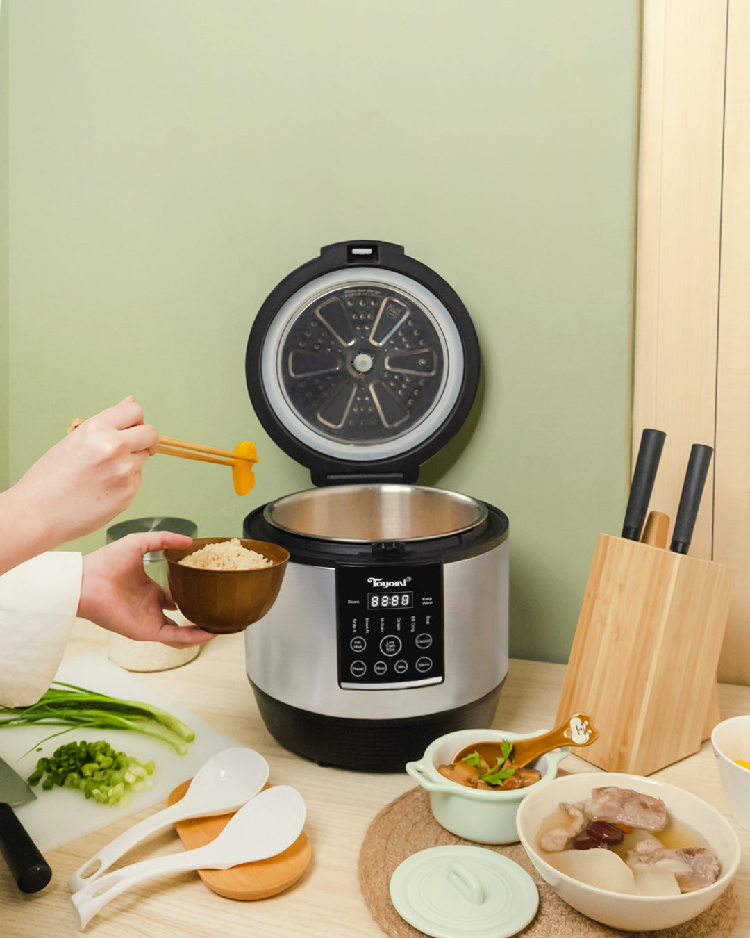 TOYOMI 24L Air Fryer Oven with 1.8L Rice Cooker Bundle - Healthy Low Carb Cooking Combo for Family Meals, Meal Prep & Quick Healthy Snacks