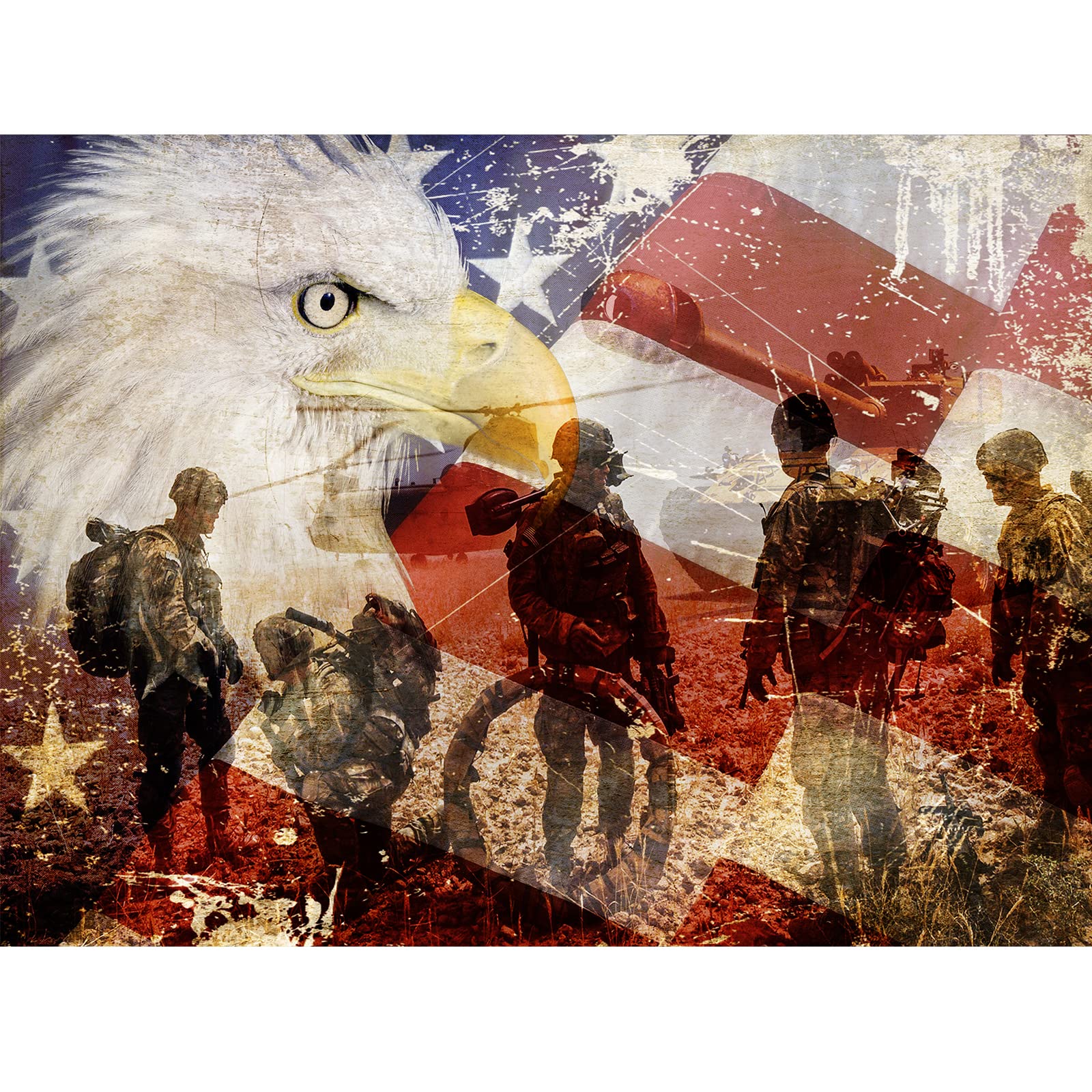 500-Piece American Flag & Bald Eagle Jigsaw Puzzle for Adults - Patriotic Wooden Puzzle Game, Veterans Day Gift, Army Themed Leisure Activity for Home & Office Decor