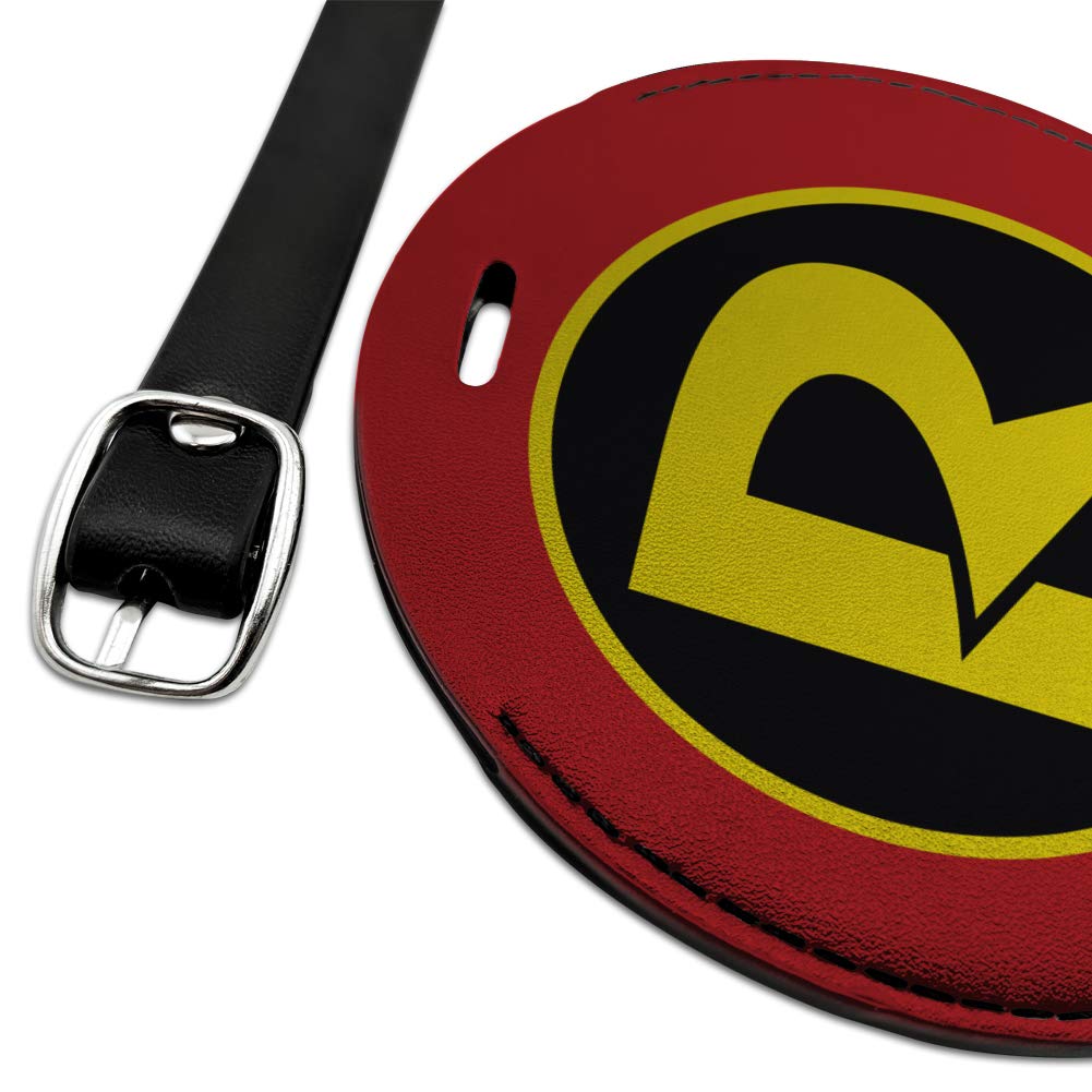 Batman & Robin Logo Round Leather Luggage Tag - Personalized Suitcase ID Tag for Travel Bags - Perfect for Carry-Ons, Backpacks & Suitcase Identification
