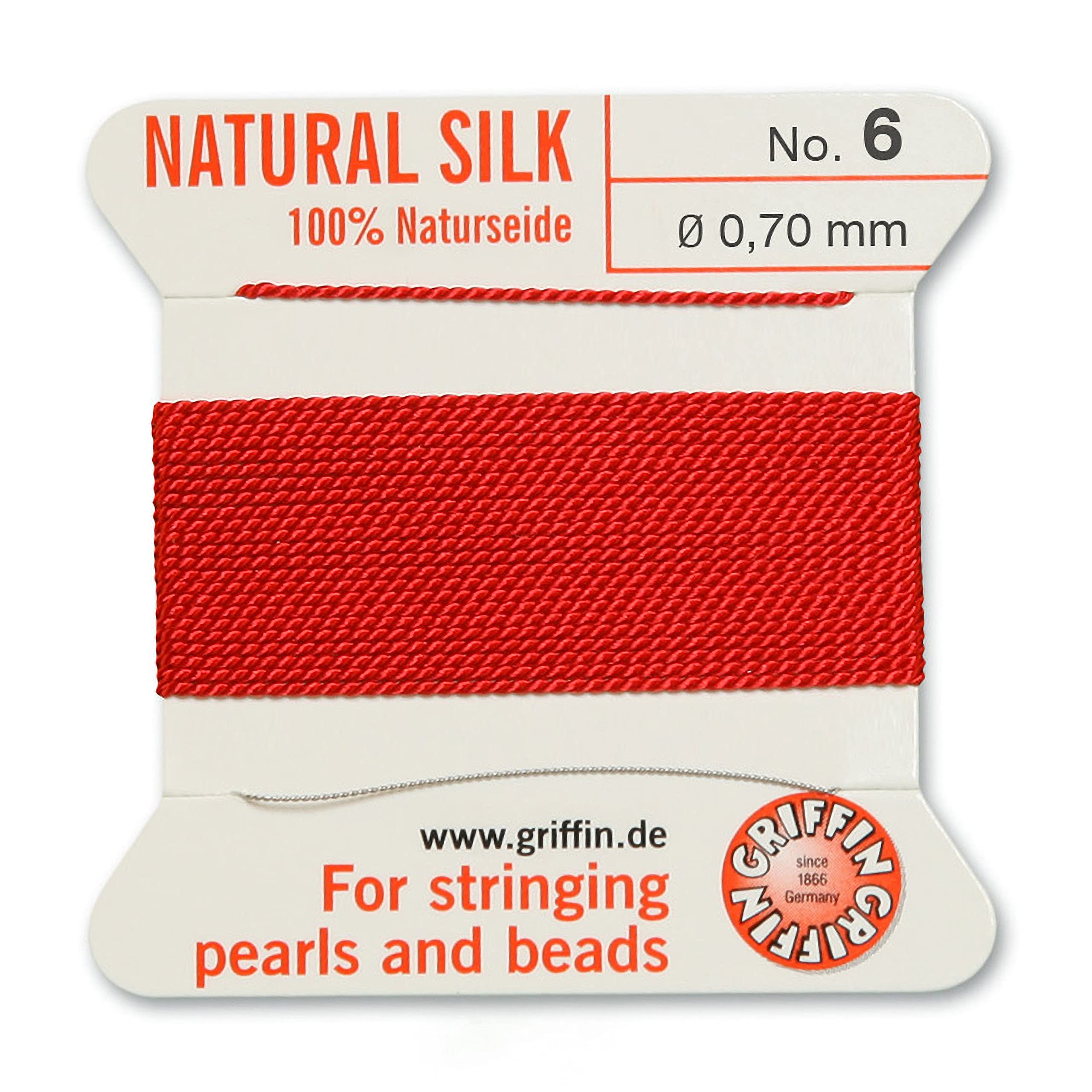 Premium Silk Beading Cord & Size 6 Needle Set - Vibrant Red for Jewelry Making, Beading Projects, and DIY Crafts - Perfect for Necklaces, Bracelets, and Handmade Accessories