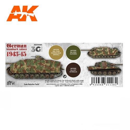 AK Interactive AK11664 AFV Series German Standard 44-45 Combo Acrylic Paint Set (3rd Gen) - Premium Model Paint for Military Miniatures & Historical Dioramas