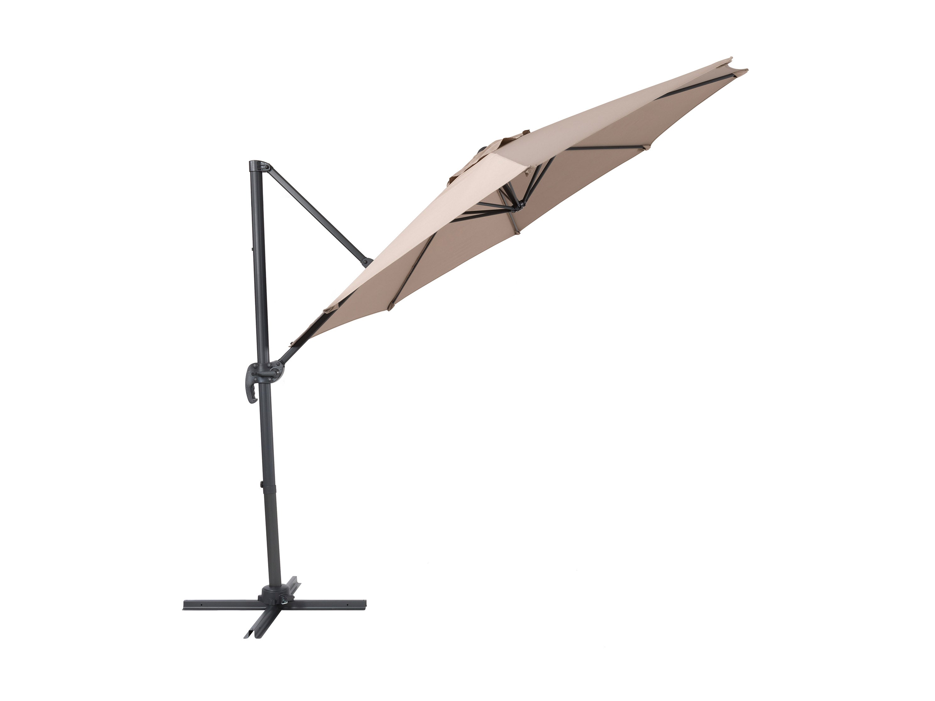 9.5ft Offset Patio Umbrella with 360 Degree Rotation - Taupe Color for Outdoor Dining, Poolside Lounging, and Garden Relaxation
