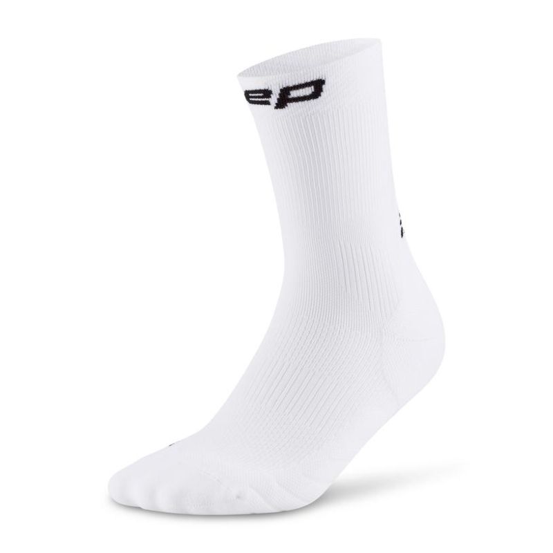 CEP Men's Running Socks - Mid Cut 5.0 Performance Compression Socks for Athletes (White) - Ideal for Marathon, Training & Recovery