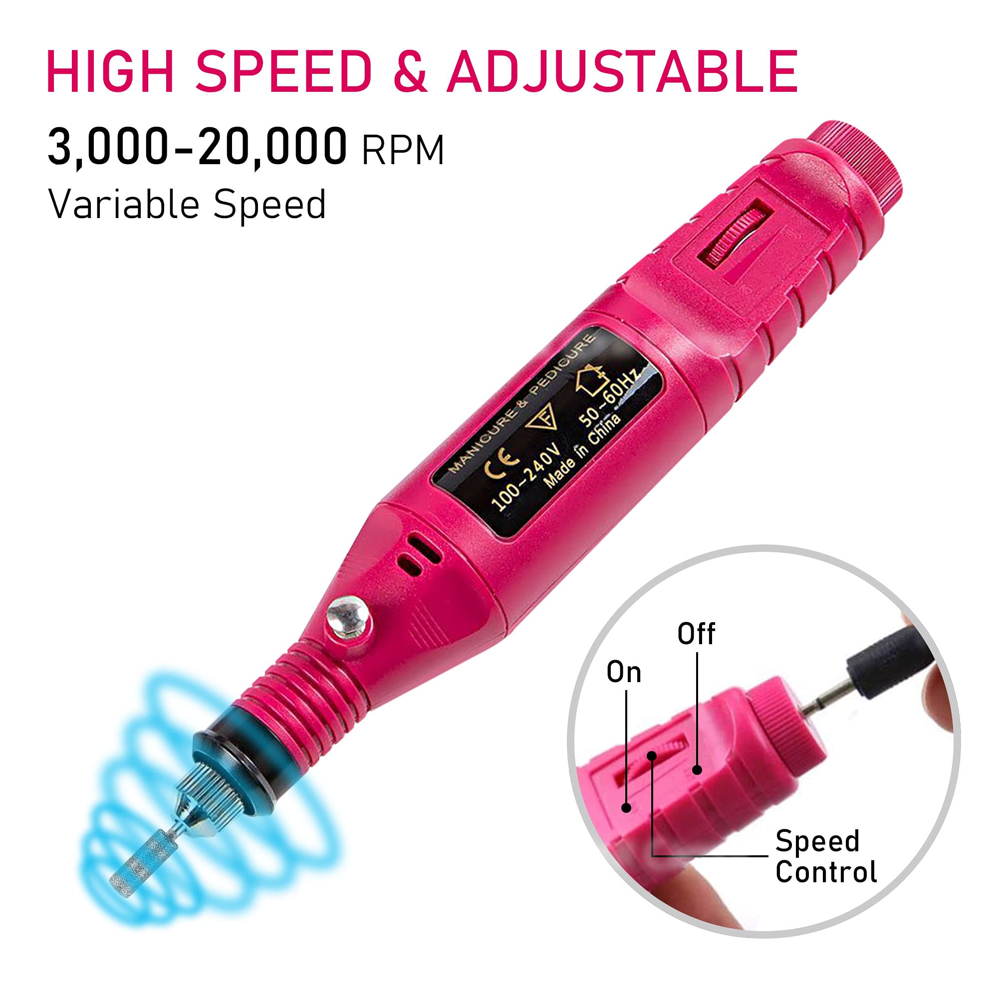 Professional Electric Nail Drill Machine 20000 RPM - Acrylic & Gel Nail E-File for Salon & Home Use, Perfect for Beginners & DIY Manicures (Great for Nail Art, Extensions & Pedicures)