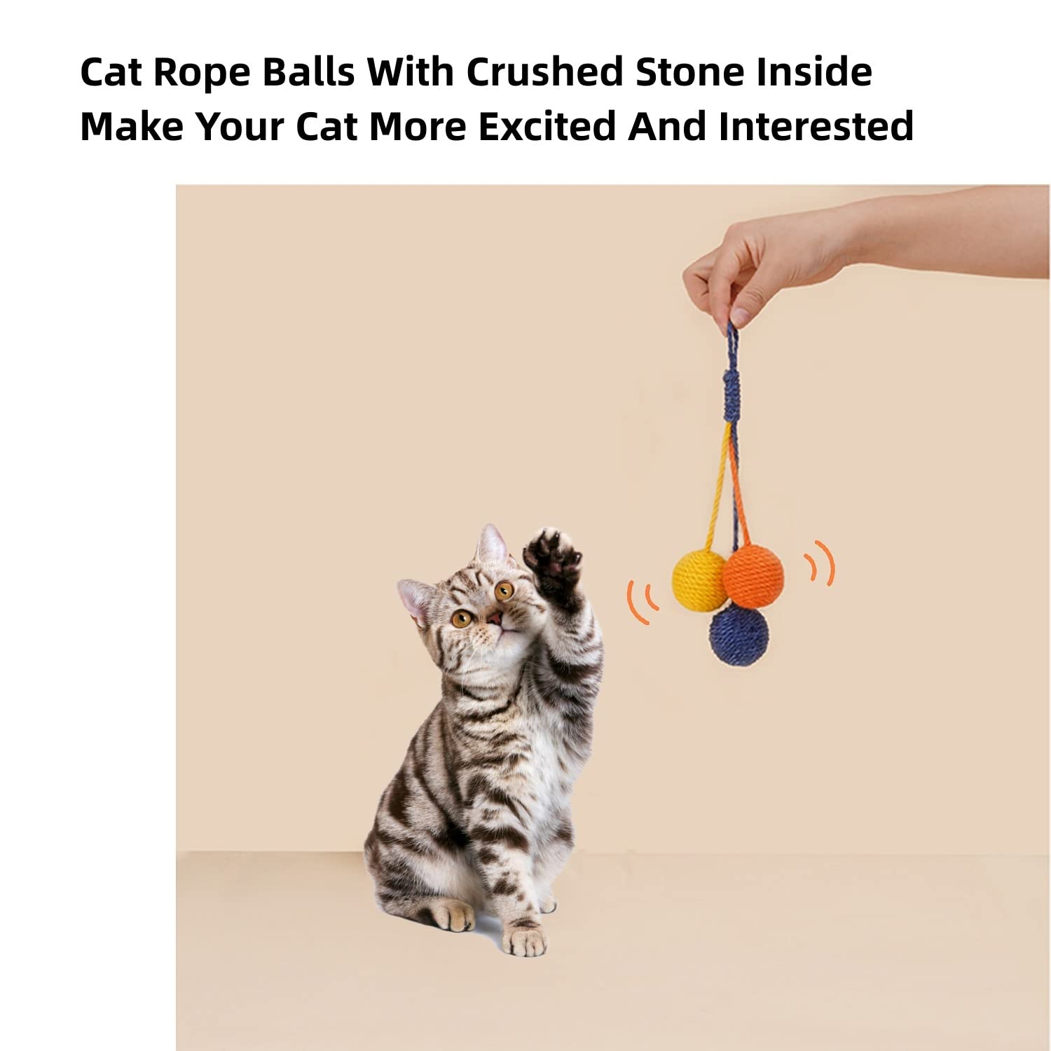 **Handmade Sisal Ball Cat Toy - Eco-Friendly Hanging Rope Chew Toy for Indoor Cats, Interactive Pet Play, Durable & Safe (Original Color) - Perfect for Playtime, Scratching & Teething Relief**