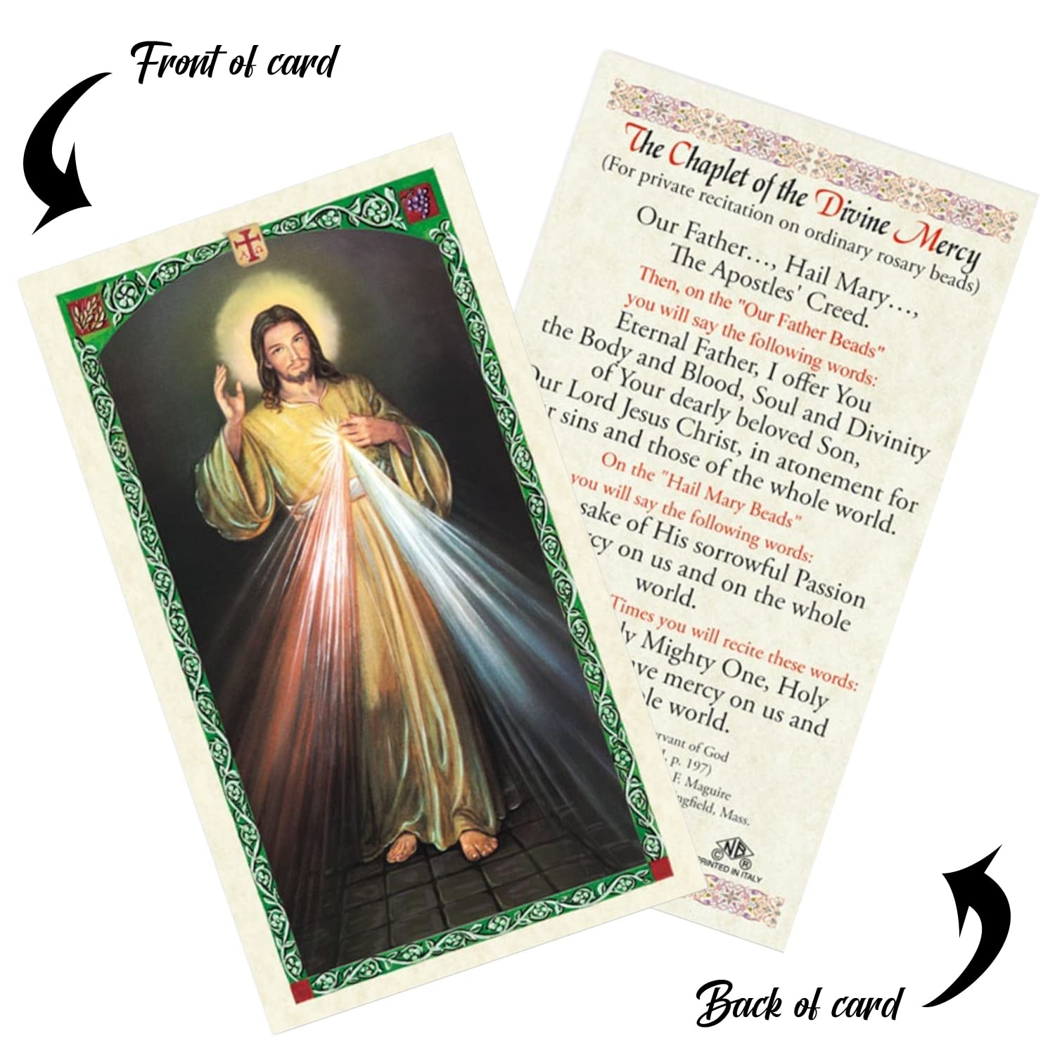 Divine Mercy Chaplet Rosary Set - Catholic Prayer Beads with Red Wooden Beads, Jesus Christ Heart Centerpiece & Cross Crucifix | Includes The Lord's Prayer Card | Perfect for Daily Devotion, Church Services & Spiritual Gifts