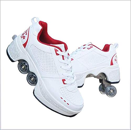 Unisex Deform Wheel Sneaker Roller Skate Shoes - Automatic Walking Shoes with Invisible Double-Row Pulley Wheels | Perfect for Urban Commuting, Fitness Training & Fun Outdoor Activities