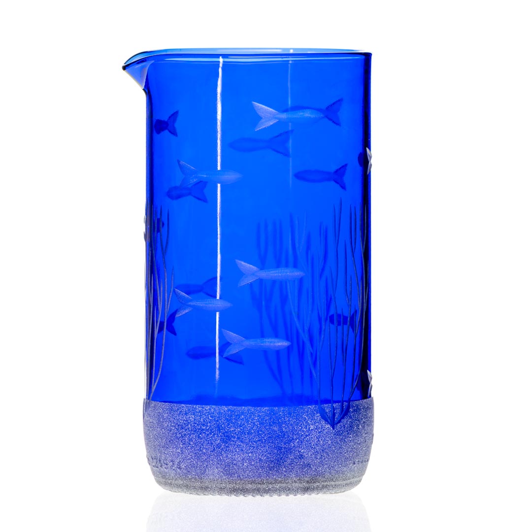 School of Fish Twice Around Blue 13oz Pitcher & 2” Mini Sipper Set - 12 Pack | Perfect for Kids' Parties, Baby Showers & Poolside Refreshments