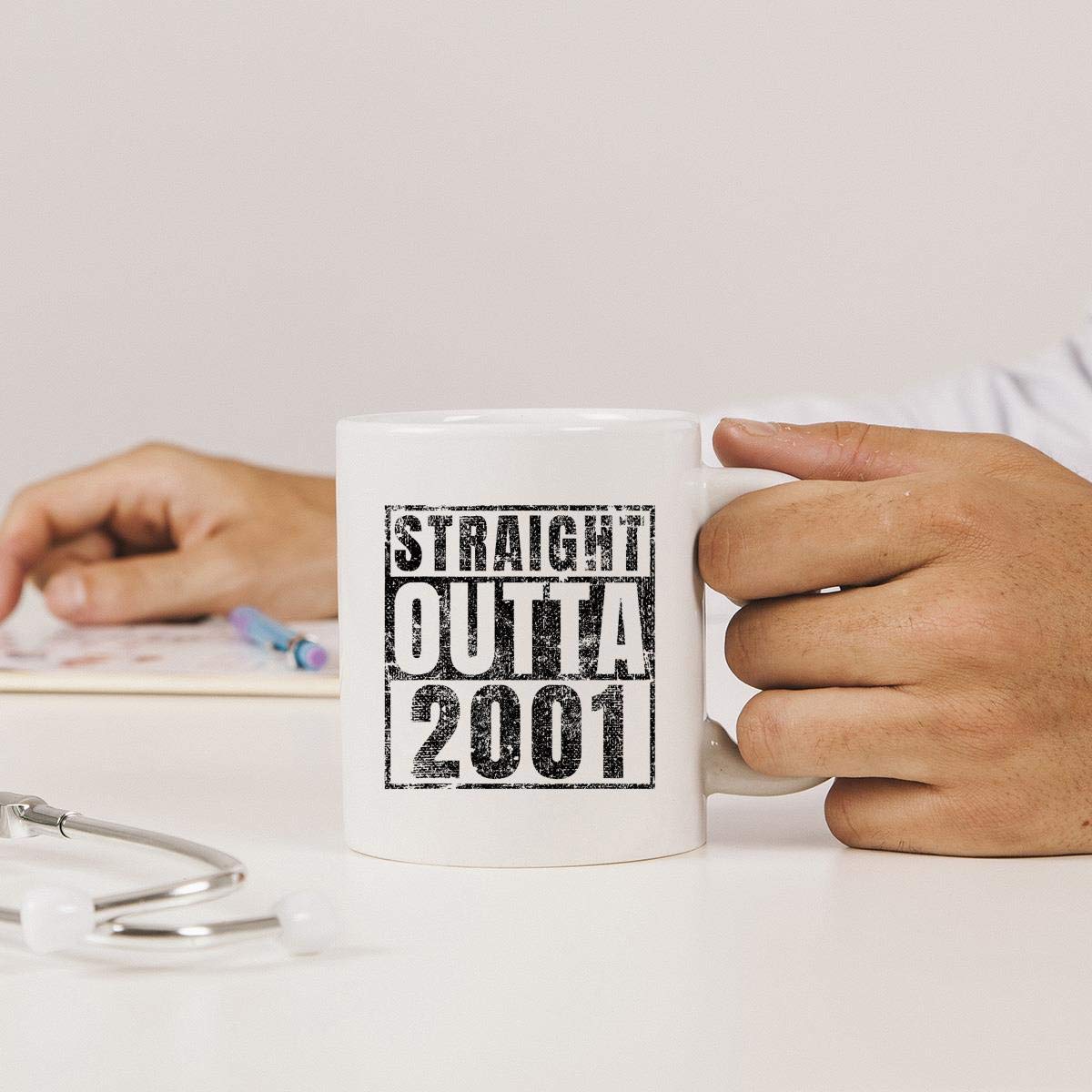 Straight Outta 2001 - 18th Birthday Mug & T-Shirt Gift Set | Funny Sarcastic Coffee Cup & Apparel for 18 Year Olds | Perfect for Birthday Parties, College Dorms & Humor Lovers