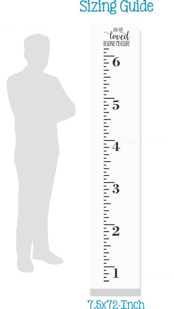 Loved Beyond Measure Wall Decal - Black Vinyl Height Ruler Growth Chart Sticker for Kids Room Nursery Decor | Perfect for Measuring Child's Growth & Home Decoration