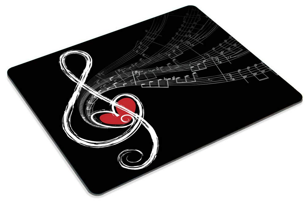 Custom Smooffly Gaming Mouse Pad - Non-Slip Rubber Base with Treble Love & Music Notes Design | Ergonomic Computer Mouse Mat for PC, Laptop, Office & Gaming Setup