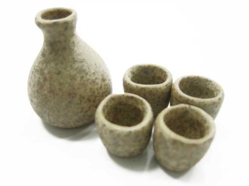 Mini Japanese Tea Set - 5 Ceramic Cups & Pot for Dollhouse Miniatures | Perfect for DIY Crafts, Home Decor, and Collectibles