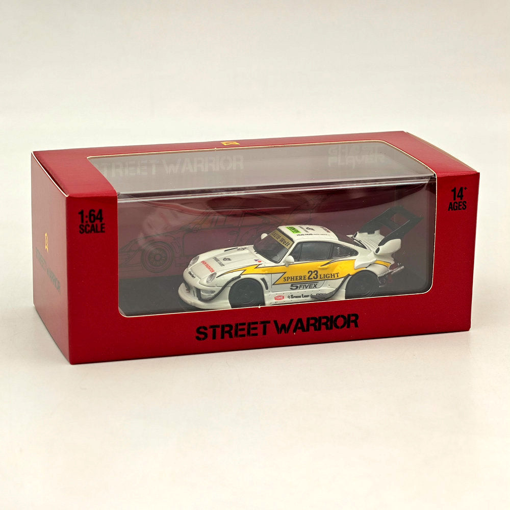 1/64 Scale SW RWB 993 Rauh Welt Modified Yellow #23 Tall Wing Diecast Model Car - Collectible Toy for Display, Racing Games & Car Enthusiasts