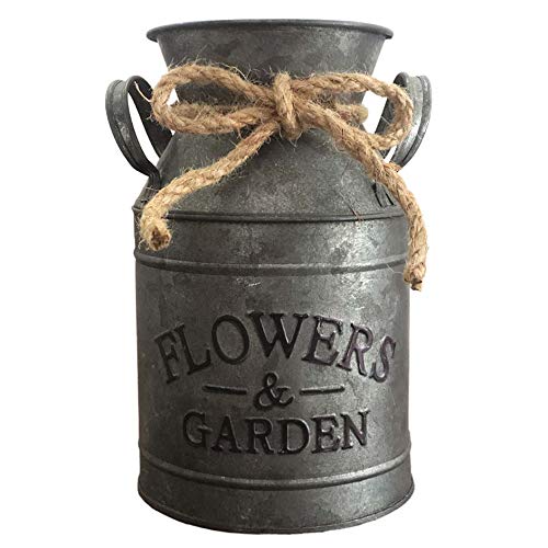 Vintage Rustic Antique Flower Vase - Milk Tin Can for Home Decor, Wedding Centerpieces, Farmhouse Style Decorations - Perfect for Dining Table, Living Room & Gift Giving