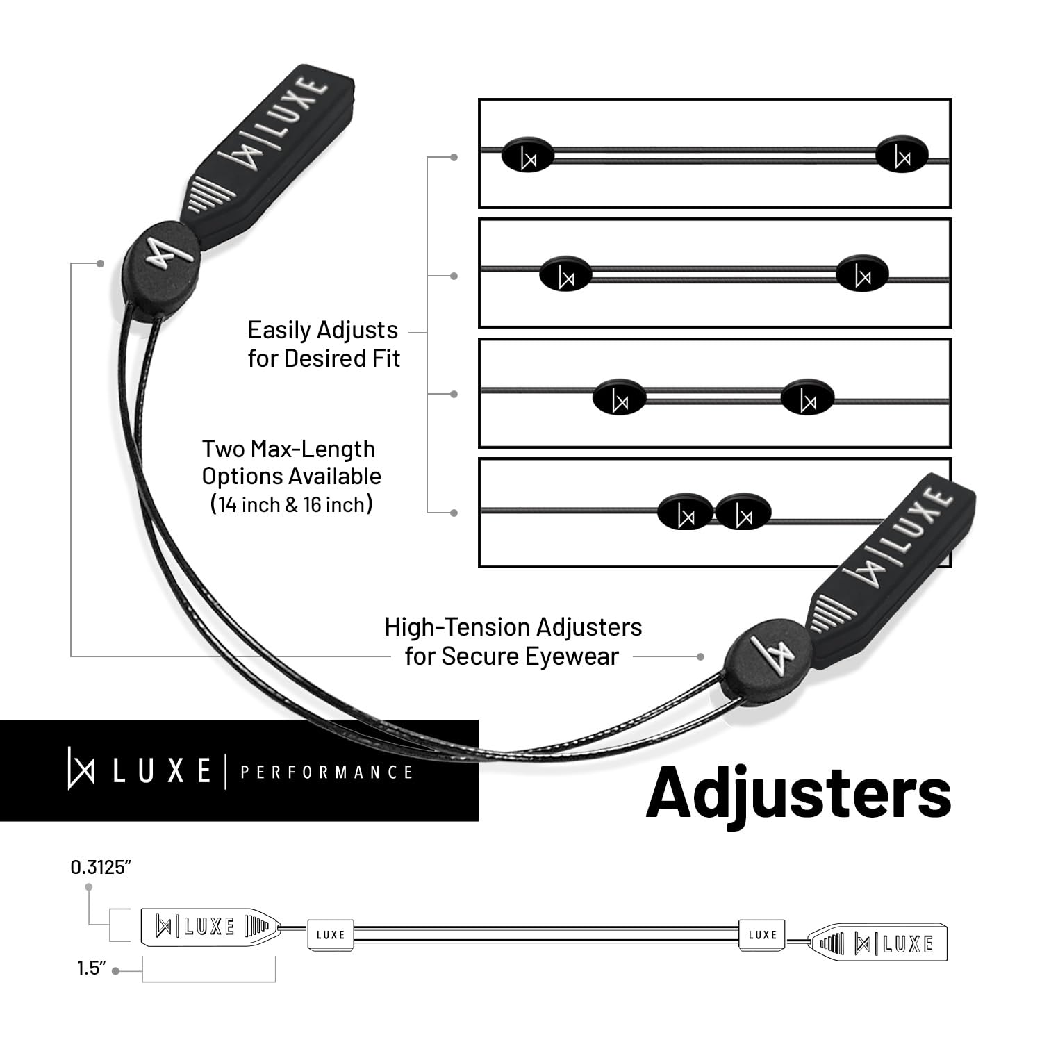 Adjustable Eyewear Retainer Strap - Glasses & Sunglasses Holder with Cable Design for Sports, Reading & Outdoor Activities