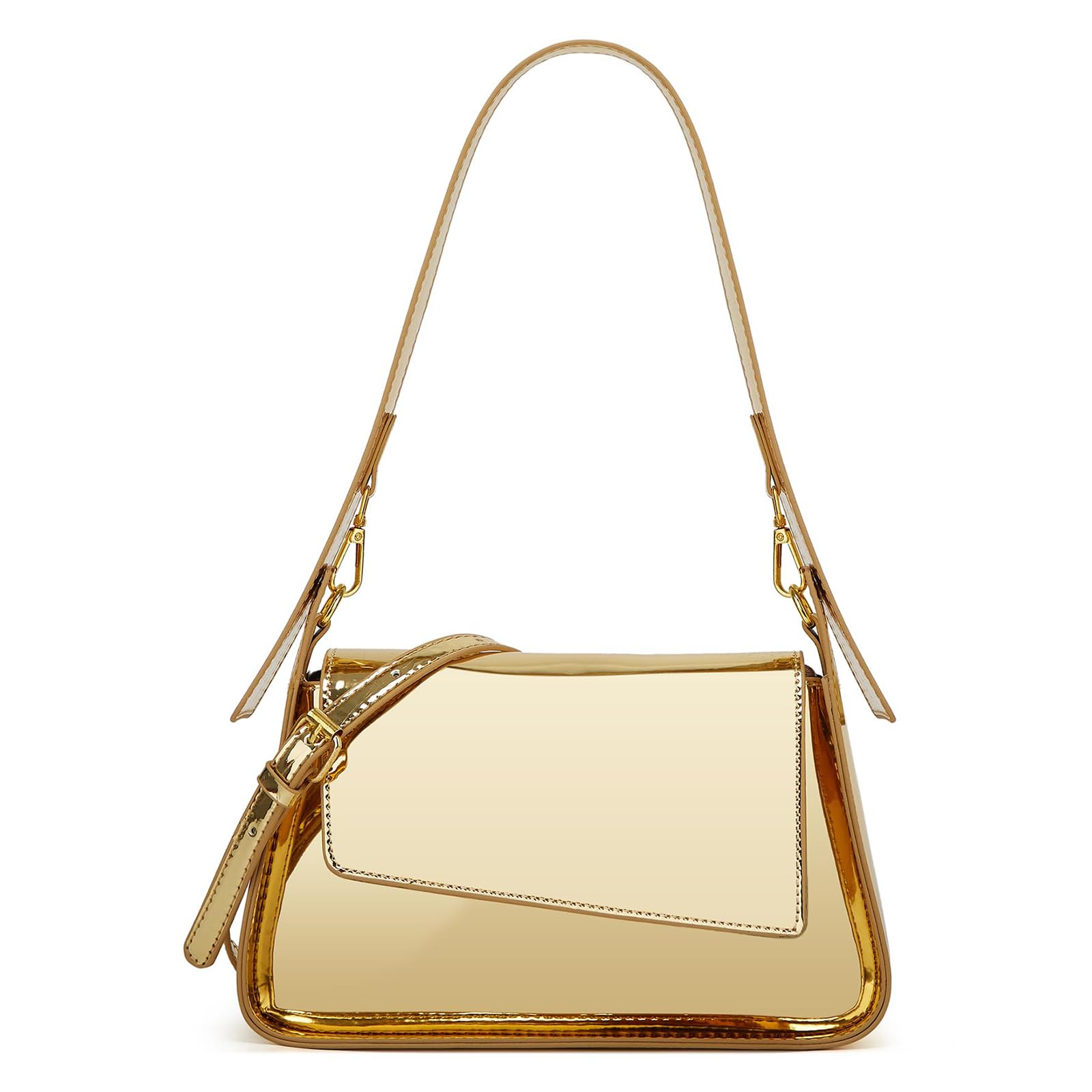 Y2K Silver & Gold Evening Clutch Purse - Metallic Party Handbag for Women, Shoulder Bag for Night Out, Wedding, Prom & Special Events
