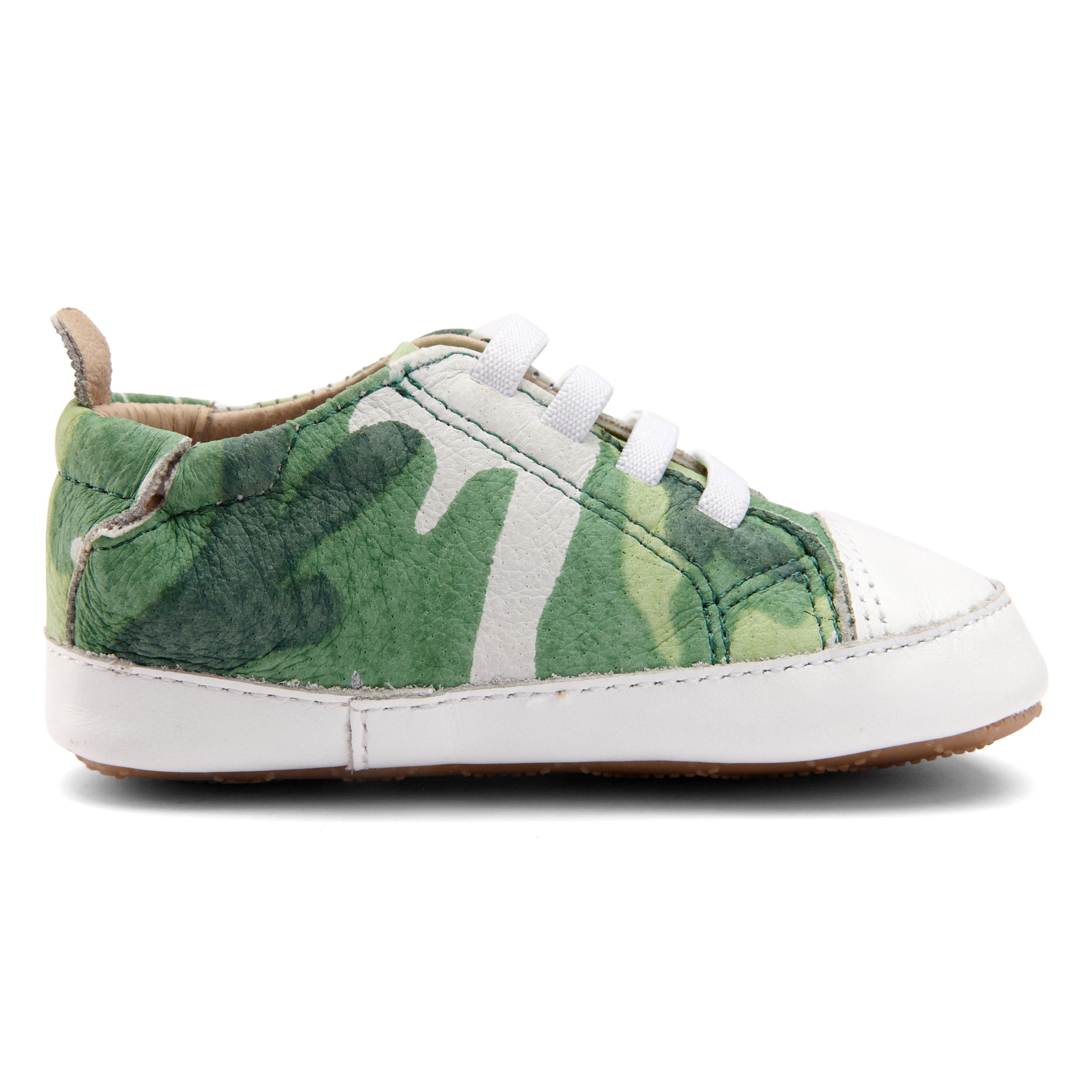 Old Soles Kids' 106R Eazy Jogger Leather Slip-On Sneakers - Field Camo/Snow | Comfortable School Shoes for Boys & Girls | Perfect for Playground, Casual Wear & Daily Activities