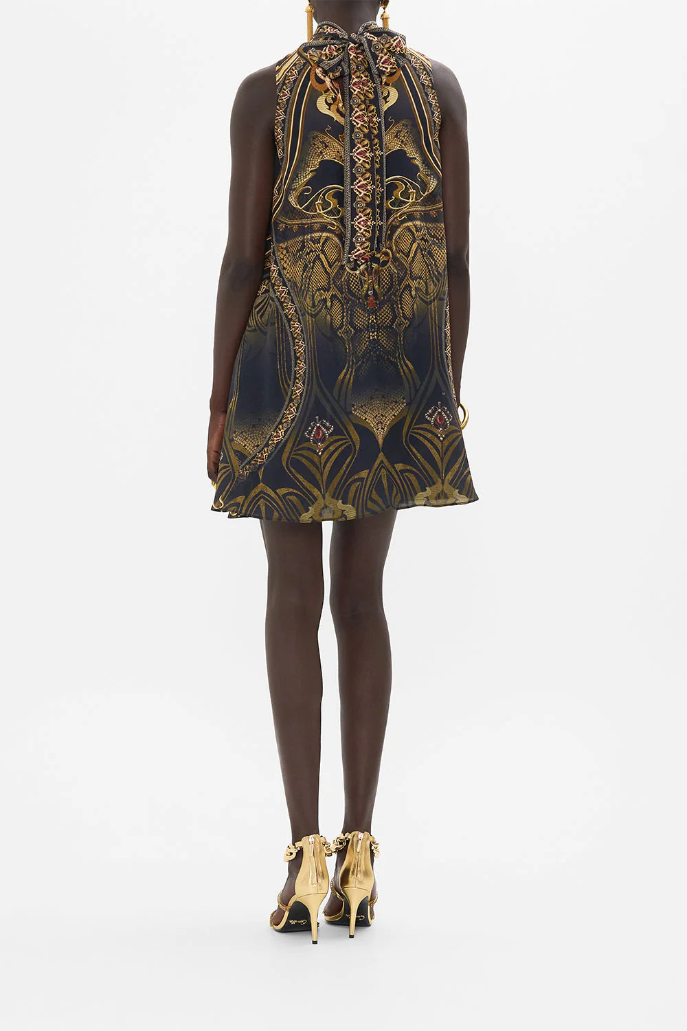 Elegant Back Neck Tie Short Dress - Nouveau Noir Style for Women | Perfect for Cocktail Parties, Date Nights & Summer Outings