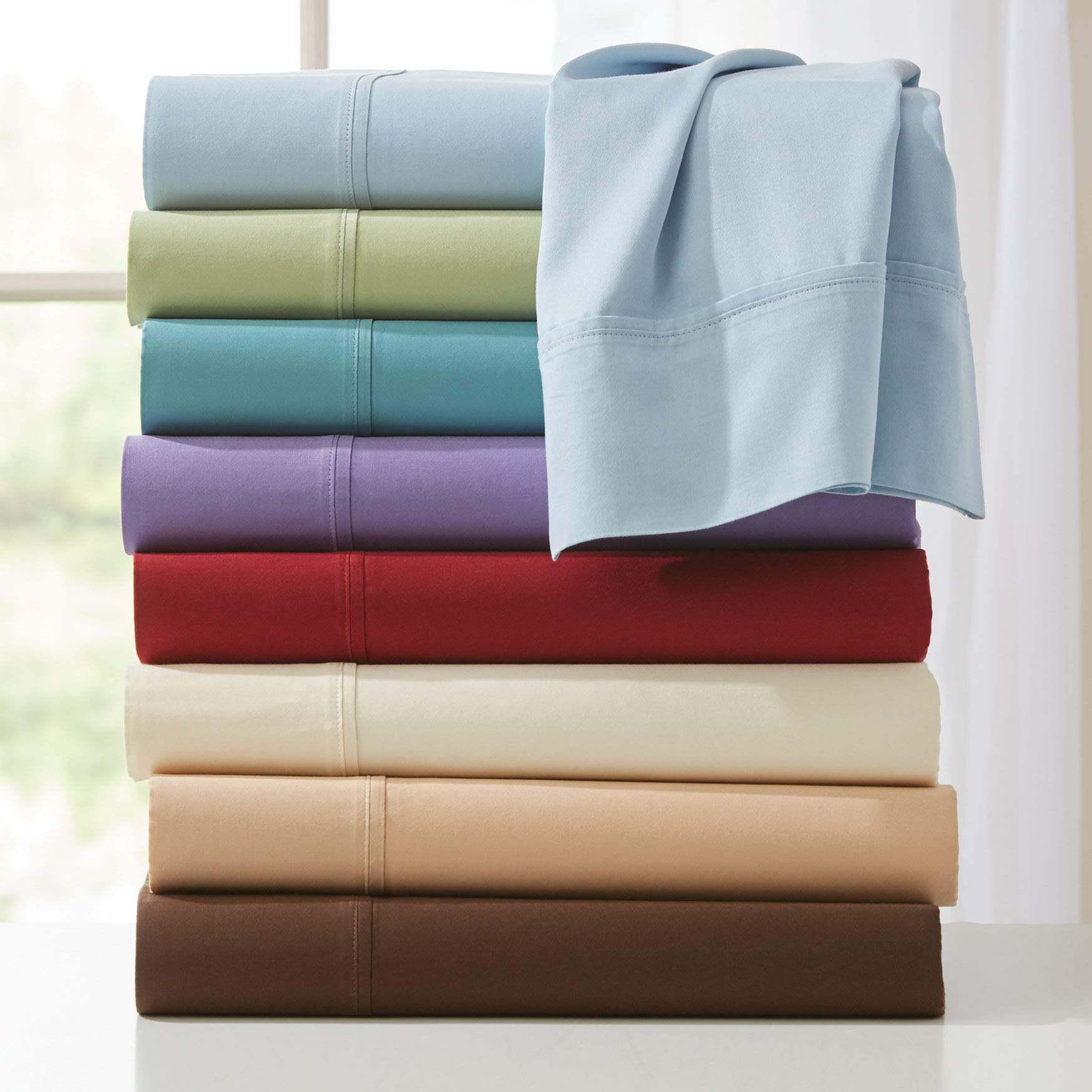 BrylaneHome 300 Thread Count Bed Sheet Set - Twin Size, Sage Green - Soft & Breathable for Comfortable Sleep - Perfect for Guest Rooms, Dorms, and Kids' Bedrooms
