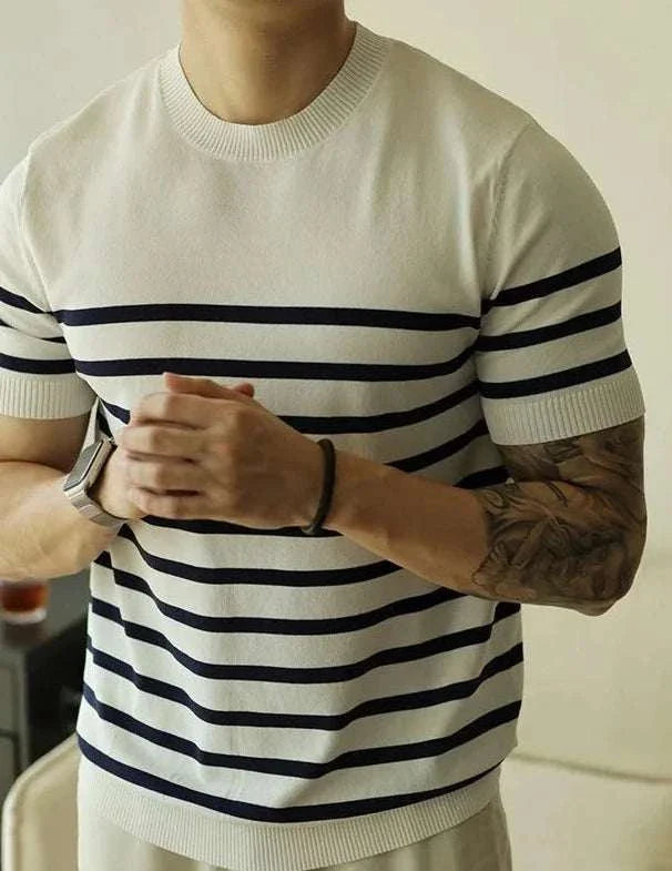 Korean Summer Striped T-Shirt for Women - Breathable Cotton Casual Tee - Perfect for Beach, Travel, and Everyday Wear