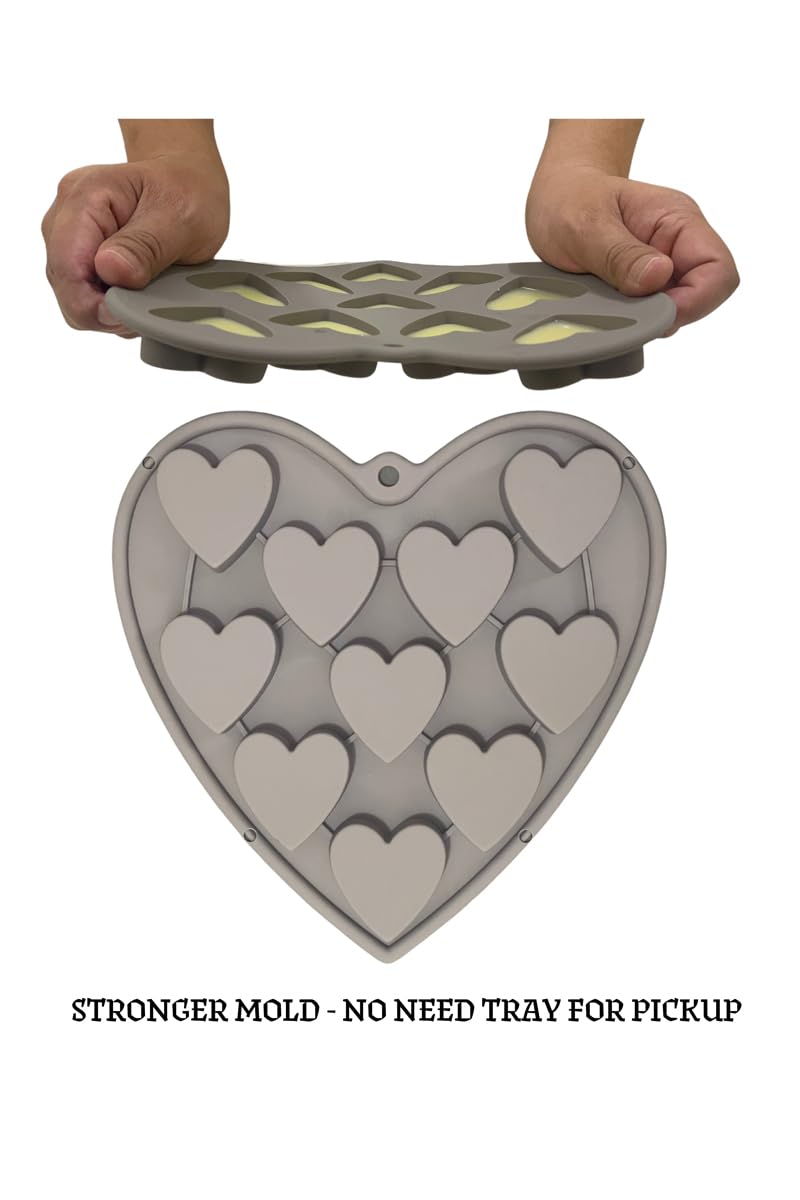 Heart Shaped Silicone Cake Pans - 10 Cavity Large 2 Inch Baking Molds for Valentine's Day, Chocolate, Ice Cubes & Candy Making - Perfect for DIY Desserts, Party Treats & Romantic Gifts