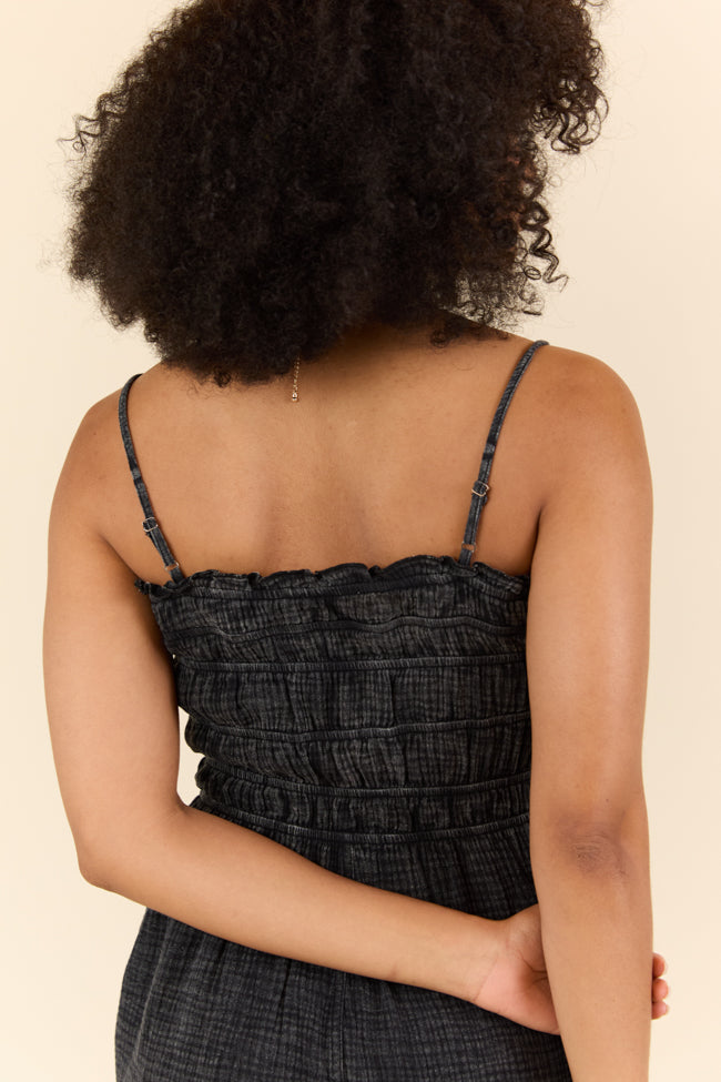 Black Gauze Smocked Romper for Women - Comfortable & Stylish Summer Outfit - Perfect for Beach, Vacation, and Casual Wear