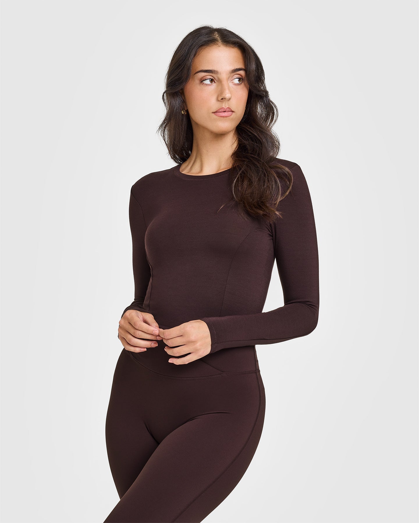 Mellow™ Soft Mid Long Sleeve Women's Top in Plum Brown | Comfortable Casual Blouse for Everyday Wear | Perfect for Office, Date Night & Weekend Outfits