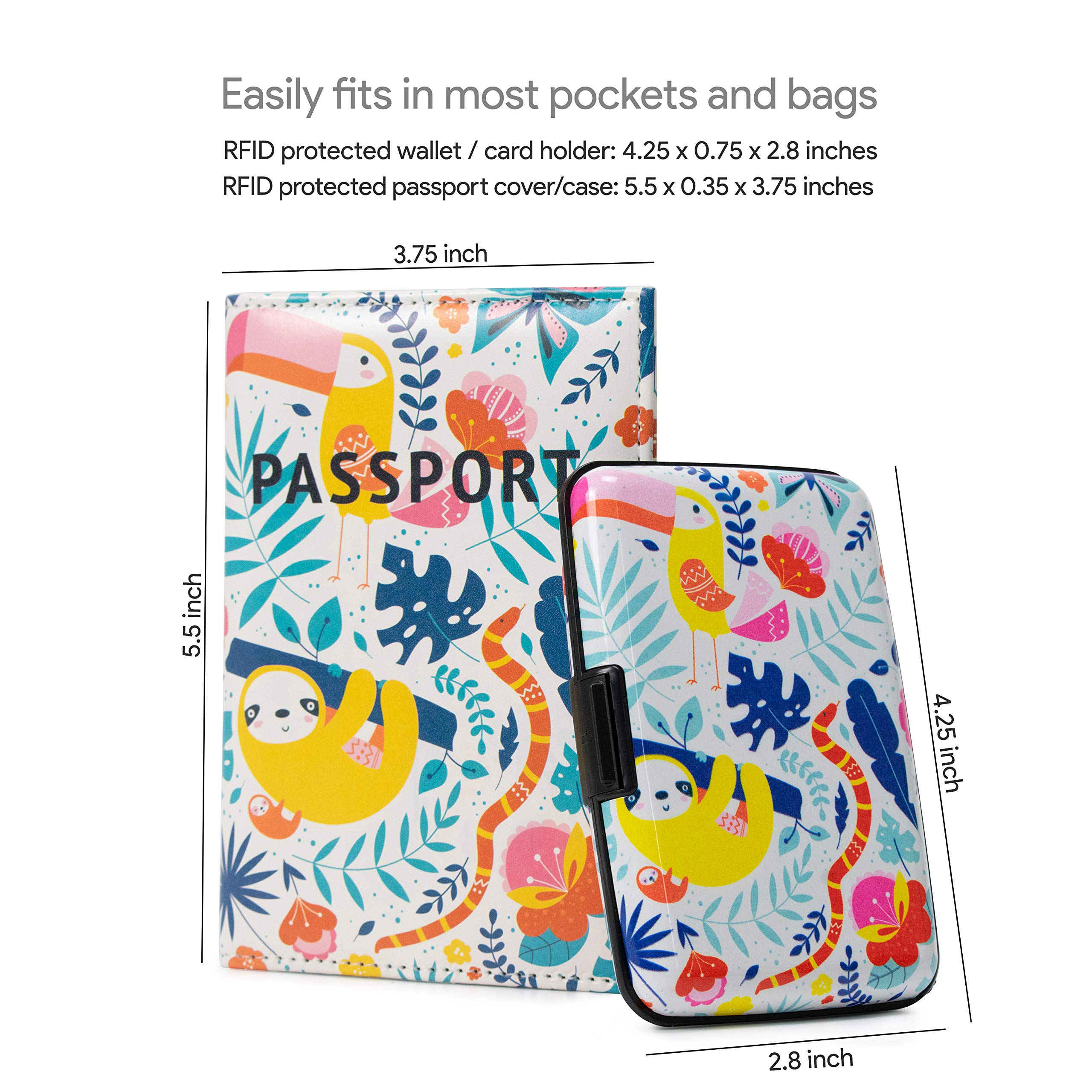 Blue Sloth Rainforest Plastic Wallet & Passport Cover Set - Waterproof Travel Organizer for Vacation, Business Trips & Adventure Travel Accessories