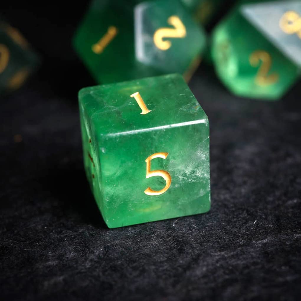 Premium Green Fluorite D&D Dice Set - 7-Piece Polyhedral RPG Dice for Dungeons & Dragons, Pathfinder, MTG & Tabletop Games | Perfect for Fantasy Roleplaying, Campaigns & Collectors