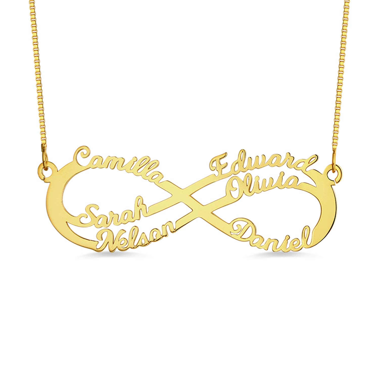 Personalized Infinity Name Necklace - Custom Family Name Pendant in Brass | Gift for Mom, Wife, Anniversary & Valentine's Day