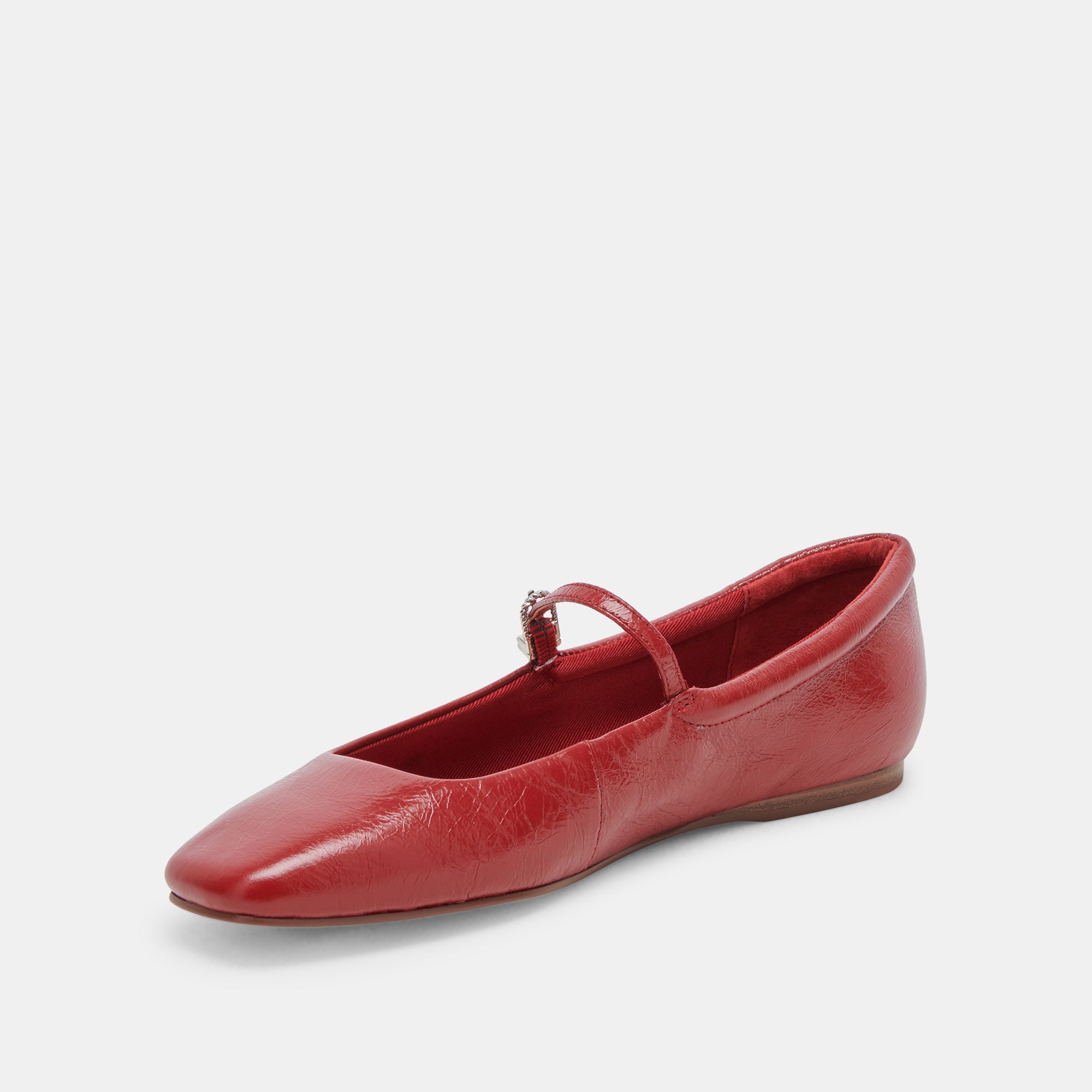 REYES Women's Red Crinkle Patent Leather Ballet Flats - Comfortable & Stylish Shoes for Work, Casual Wear & Dancing