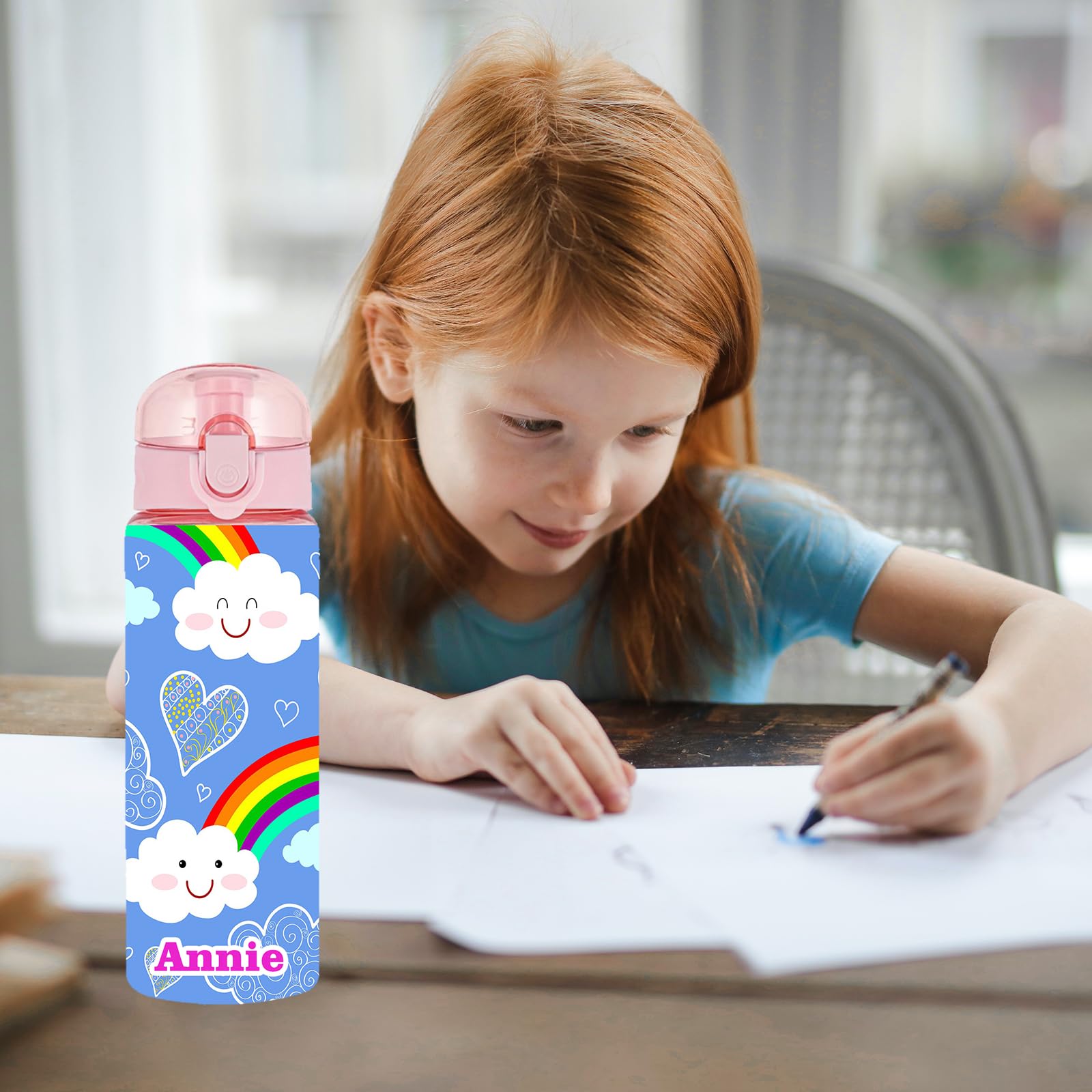 Custom 26oz Personalized Water Bottle with Lid - Leakproof, BPA-Free, Non-Toxic Plastic Bottle with Name - Ideal for School, Sports, Gym, Office & Outdoor Activities