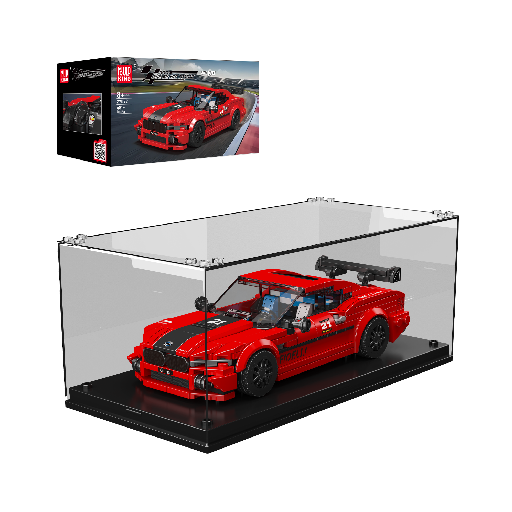 Mould King 27072 M8 Race Car Model Building Set - 481 Pcs STEM Toy for Kids & Adults | Creative DIY Construction Kit for Car Enthusiasts, Birthday Gifts & Home Decoration
