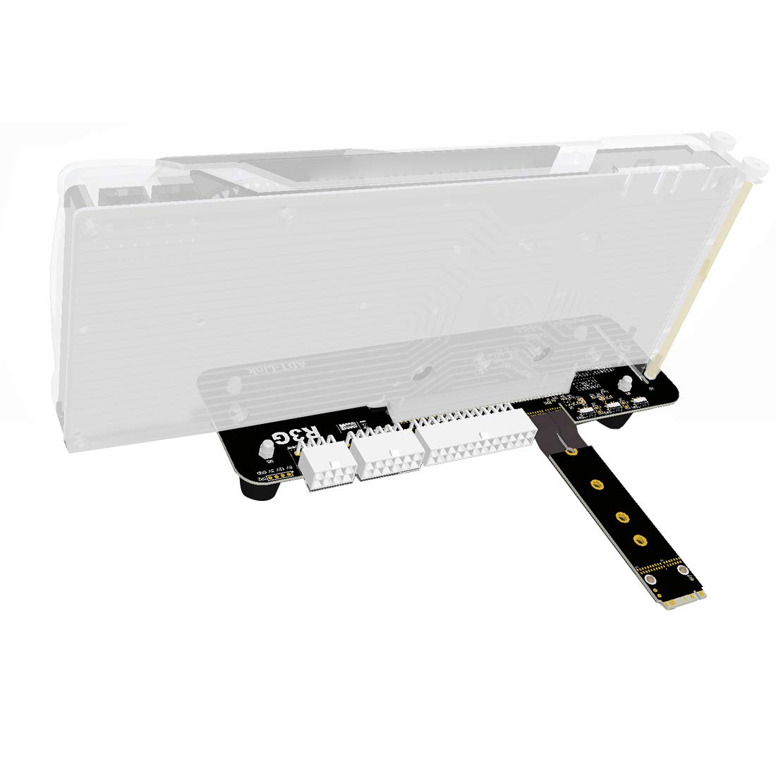 ADT-Link M.2 Key M NVMe to PCIe 3.0 x4 External GPU Bracket - 50cm Riser Cable (32Gbps) for eGPU Setup - Compatible with ITX/STX/NUC, VEGA64, GTX1080ti - Perfect for Gaming Rigs & Cryptocurrency Mining PCs