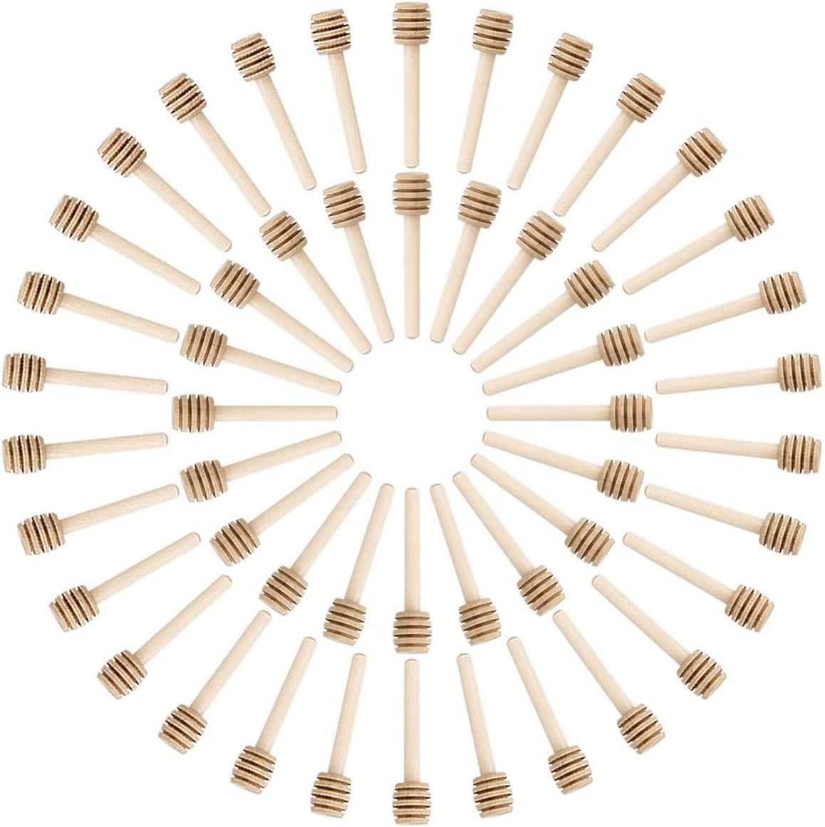 BetterJonny 100-Piece Wooden Honey Dipper Sticks Set - 3 Inch Mini Honey Stirrers for Tea, Coffee, Yogurt & Baking - Perfect for Honey Jars, Drizzling & Dispensing - Eco-Friendly Kitchen Utensils